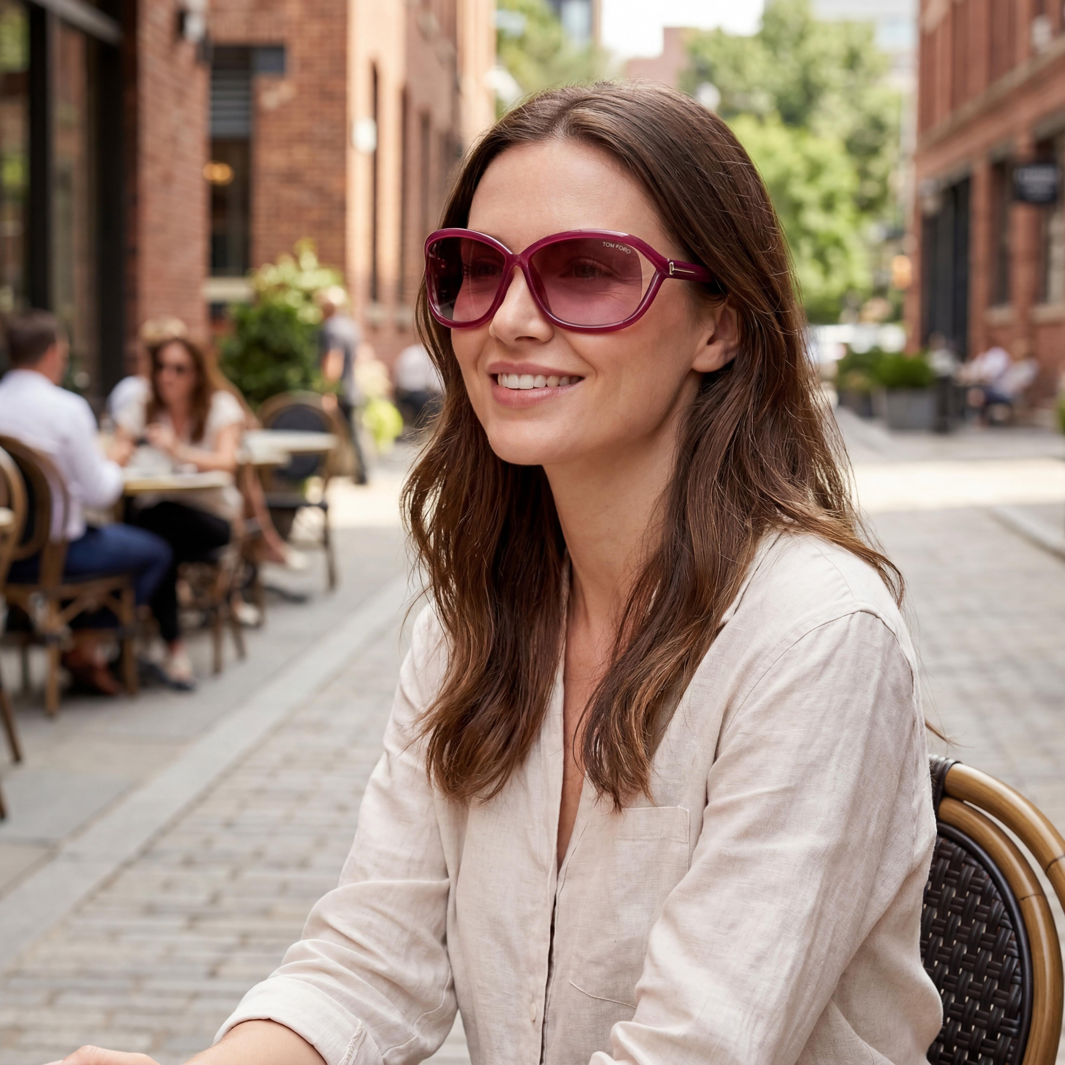 Tom Ford FT1069 Classic Women's Multi-coloured Plastic Frame Sunglasses with Gradient or Mirror Violet 100% UV Protection, Photo 4