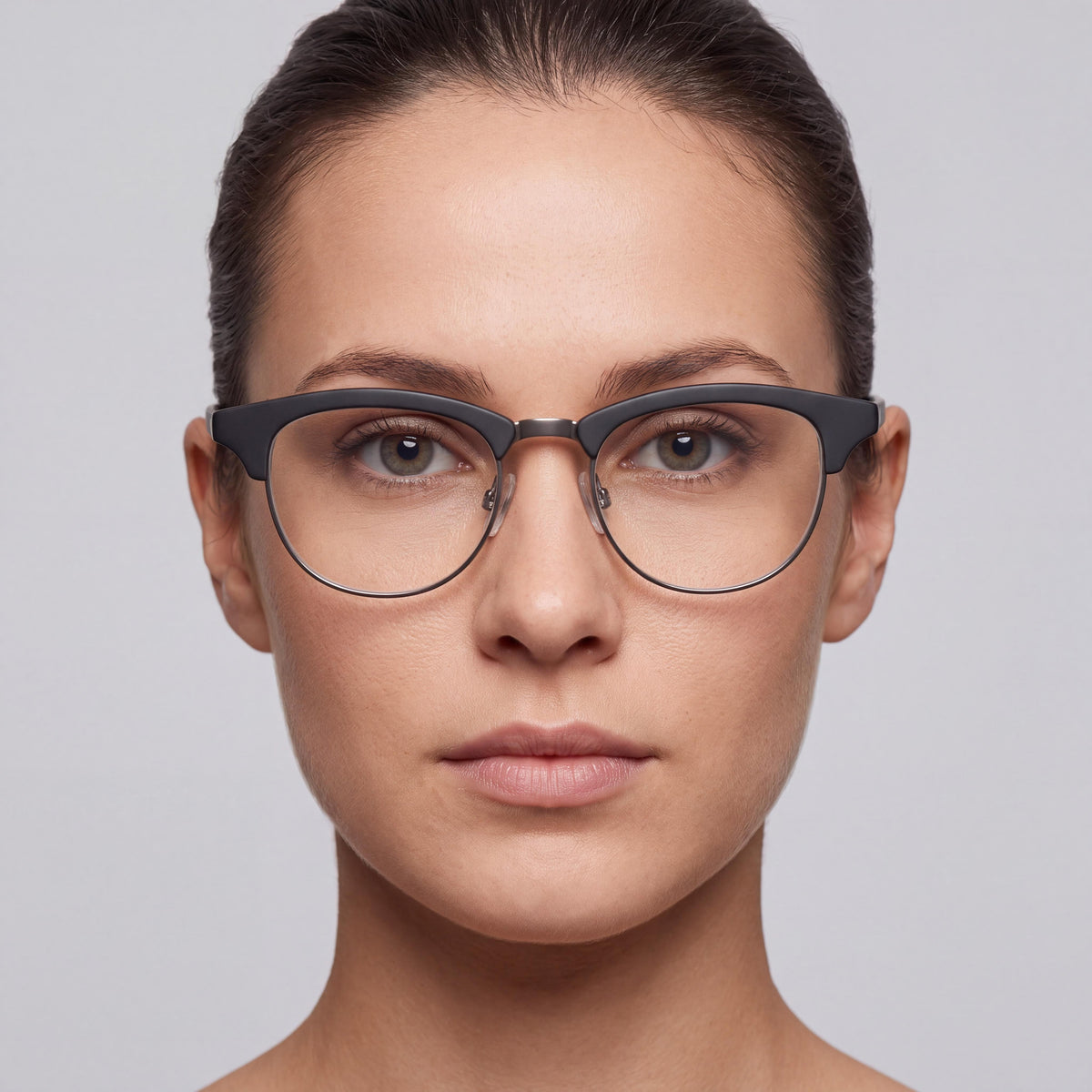 Montura óptica para mujer PUMA con marco redondo/ovalado de plástico transparente negro, lentes no graduadas, 50 mm, Photo 4