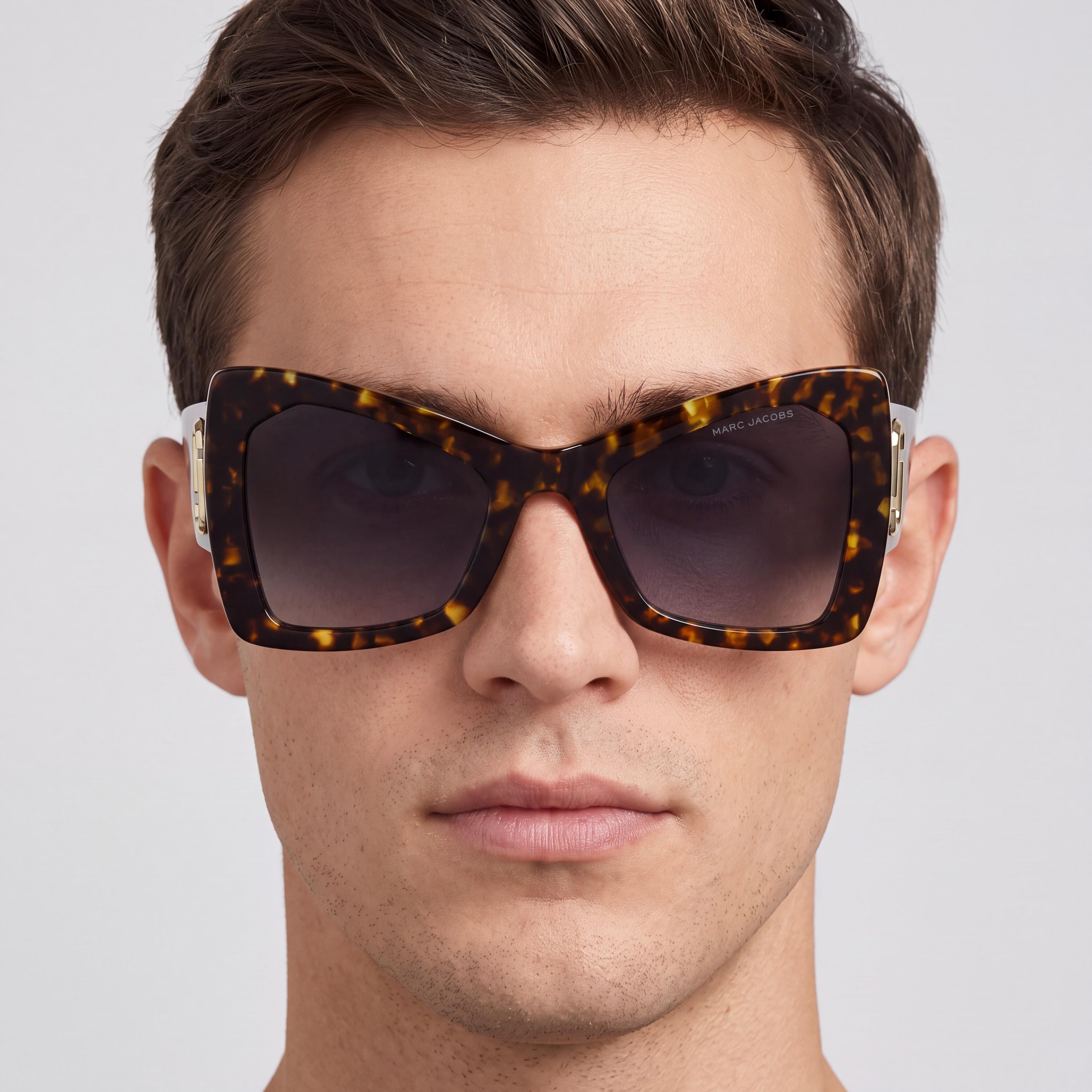 Marc Jacobs Men's Casual Havana Acetate Frame Sunglasses with Dark Grey Shaded Lenses 52mm, Photo 4