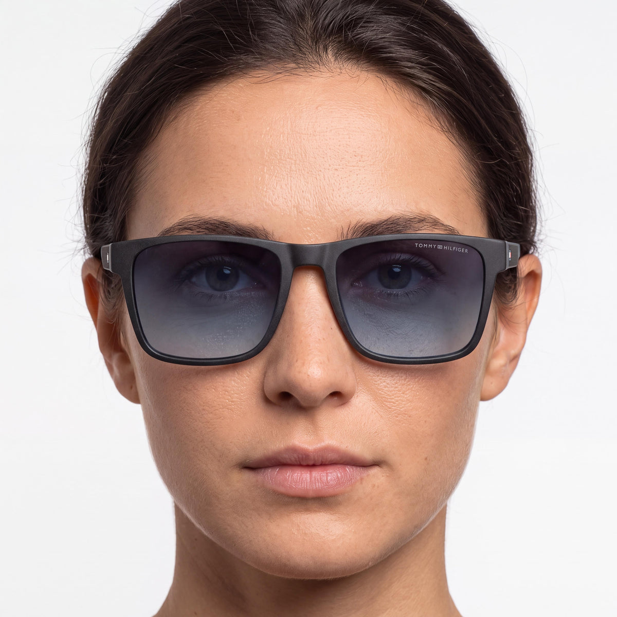 Tommy Hilfiger Casual Women's Grey Teal Polyamide Frame Sunglasses with Dark Grey Shaded Lenses 55mm, Photo 4
