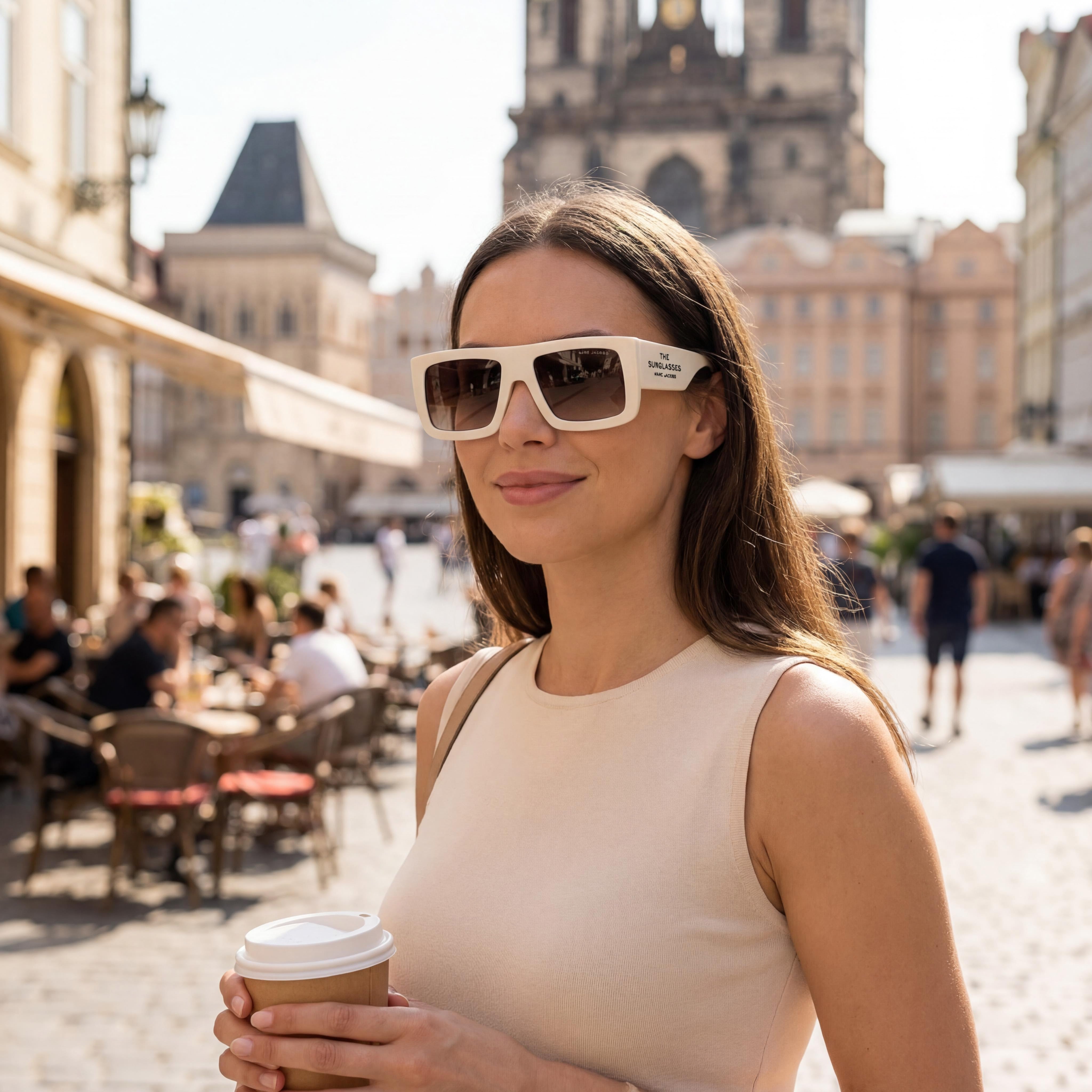 Marc Jacobs Wayfarers Women's Ivory Polyamide Frame Brown Lens UV Protected Sunglasses 53-18-145, Photo 6