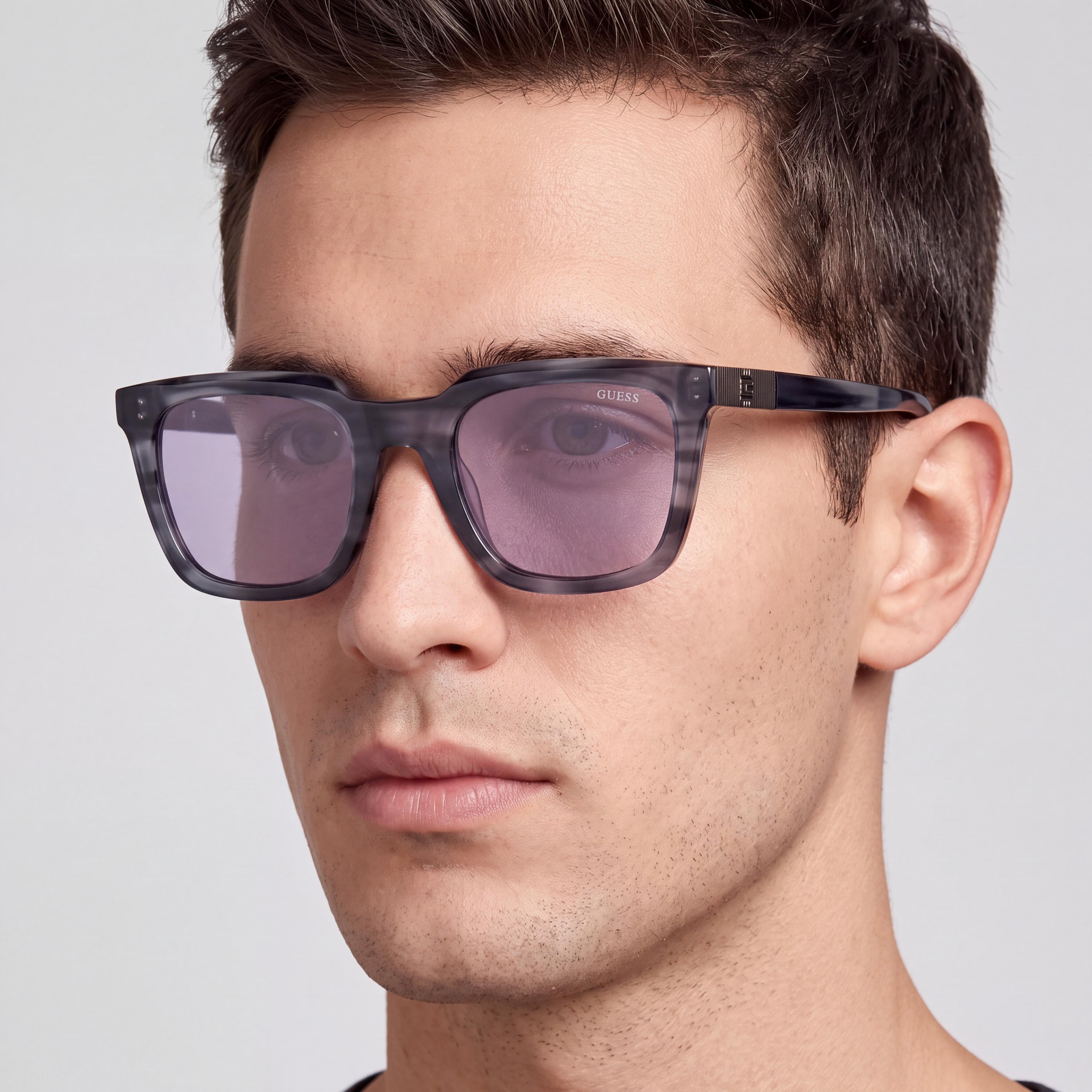 GUESS Gu00279 Men's Blue Horn Plastic Frame Sunglasses with Smoke Polycarbonate Lenses UV 400, 51mm, Photo 4