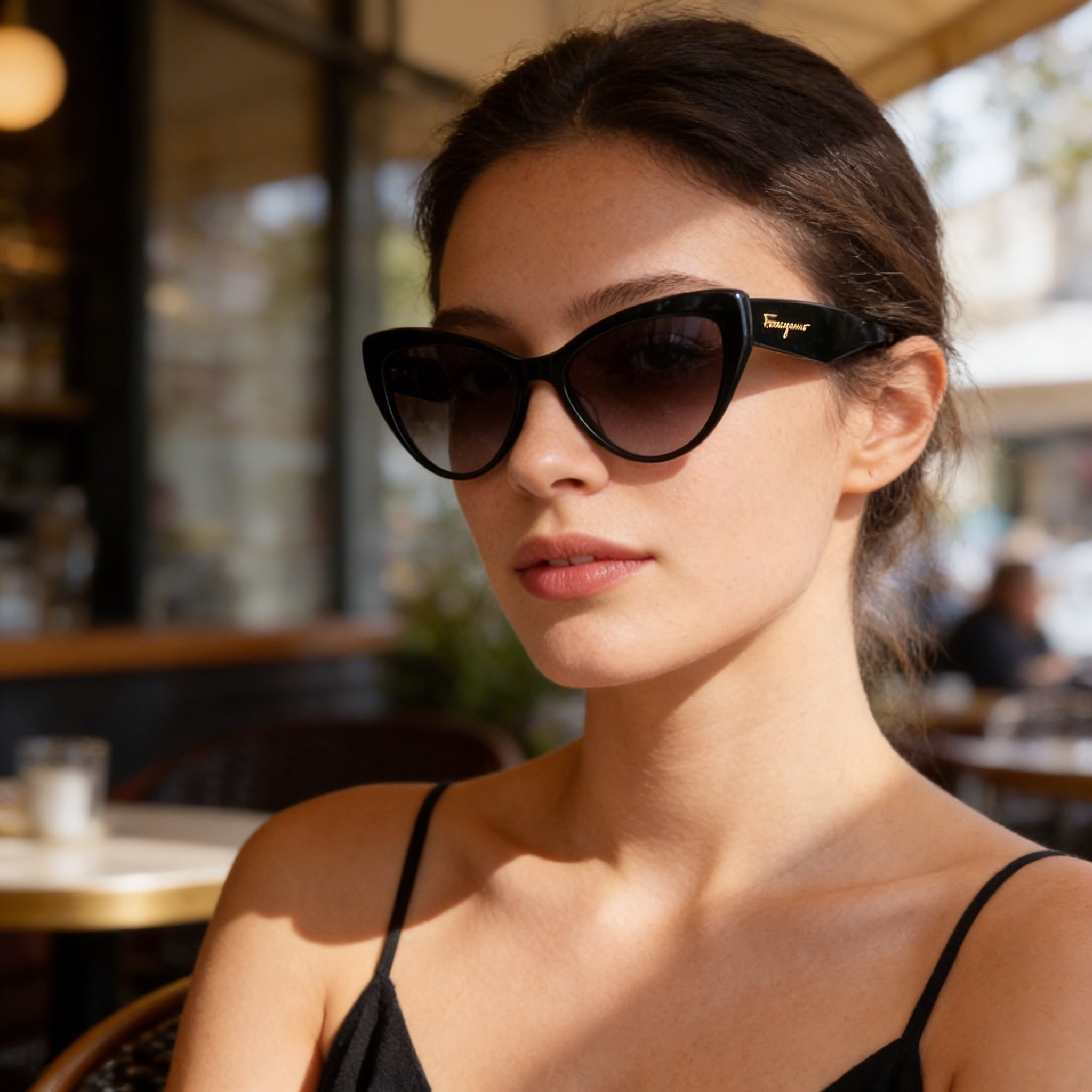 Salvatore Ferragamo SF 930S Women's Black Plastic Cat Eye Gradient Grey Non-Polarized UV Protected 56mm Sunglasses, Photo 4
