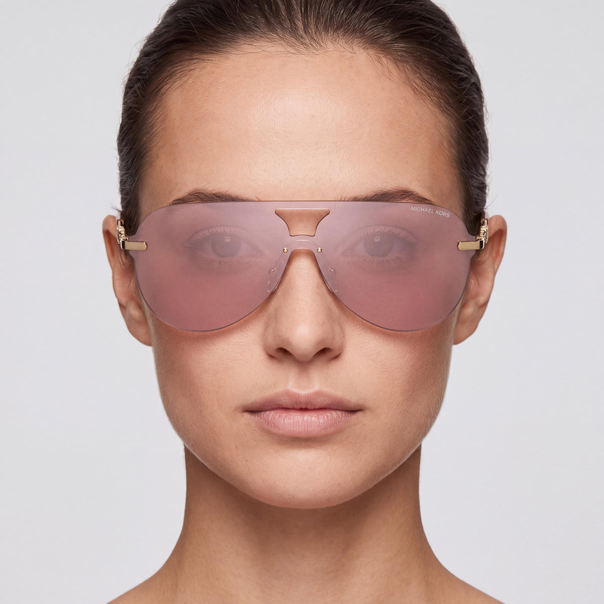 Michael Kors Mk1149 Cyprus Women's Aviator Metal Sunglasses, Pink Solid Back Mirrored, 100% UV Protection, Photo 4