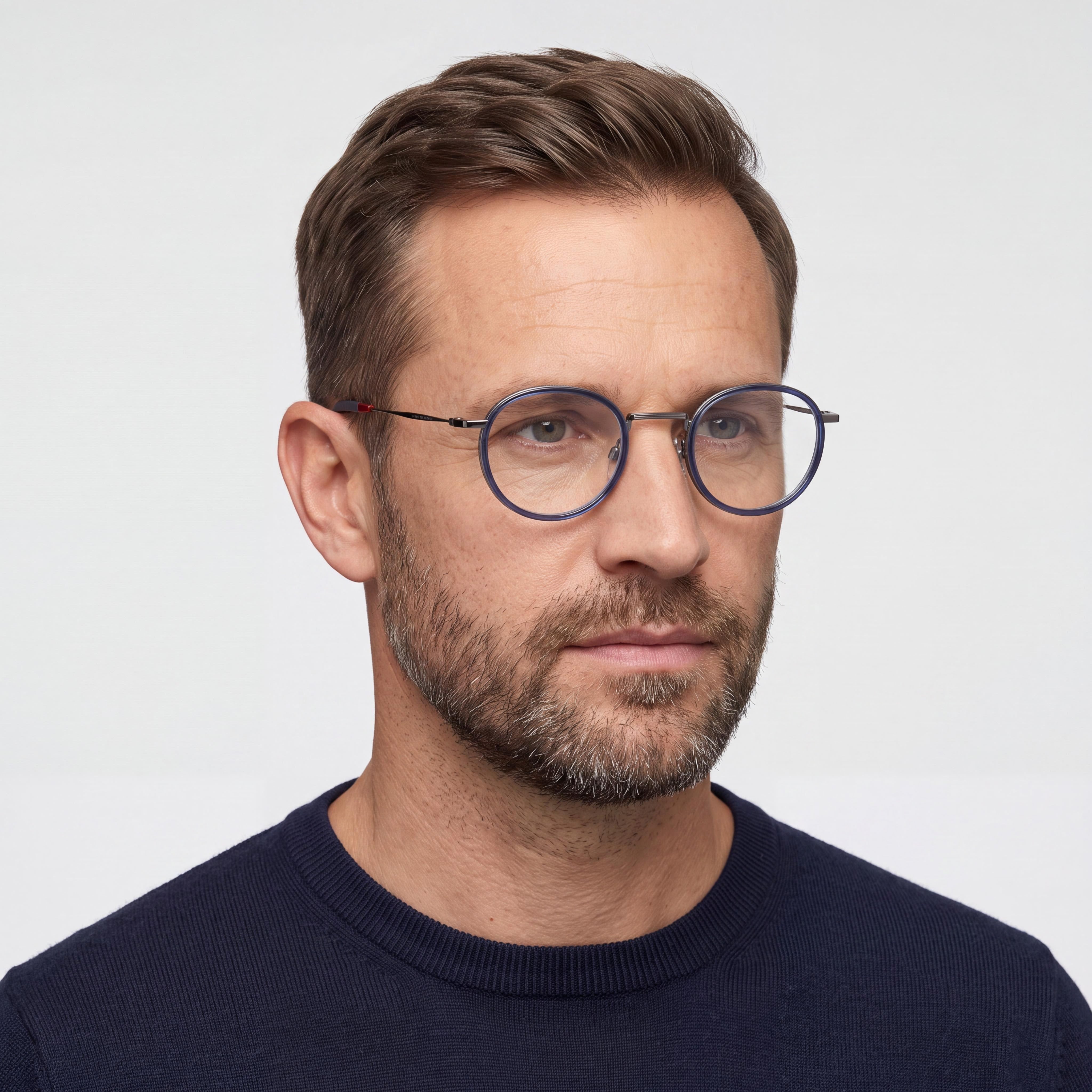 Gafas ópticas Tommy Hilfiger Th 1815 para hombre con montura metálica azul y lentes de policarbonato azul (49-24-150 mm), Photo 5