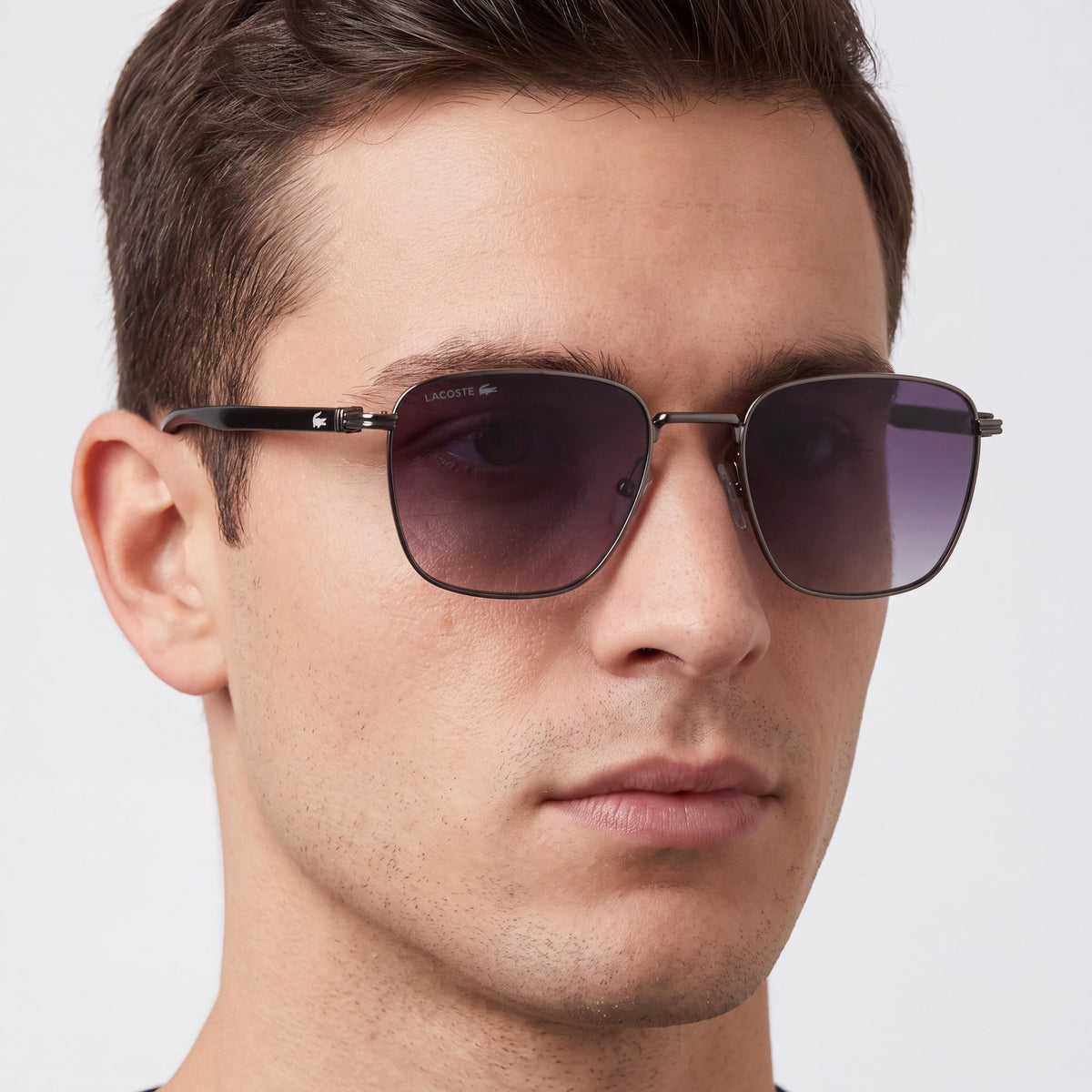 Gafas de sol Lacoste L265s N para hombre con montura de metal color gris plomo, lentes grises con protección UV y aptas para graduar, 53 mm, Photo 4