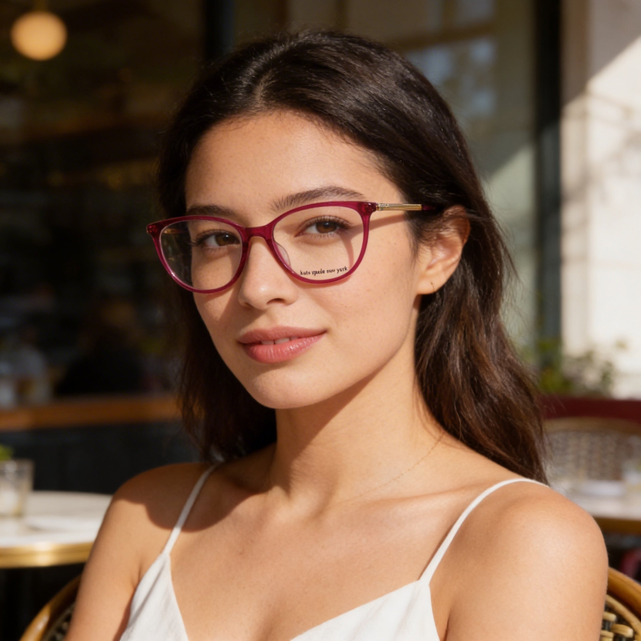 kate spade new york Kimberlee Women's Cherry Gold-Logo Plastic Full Rim Square Frame Eyeglasses 52mm, Photo 4