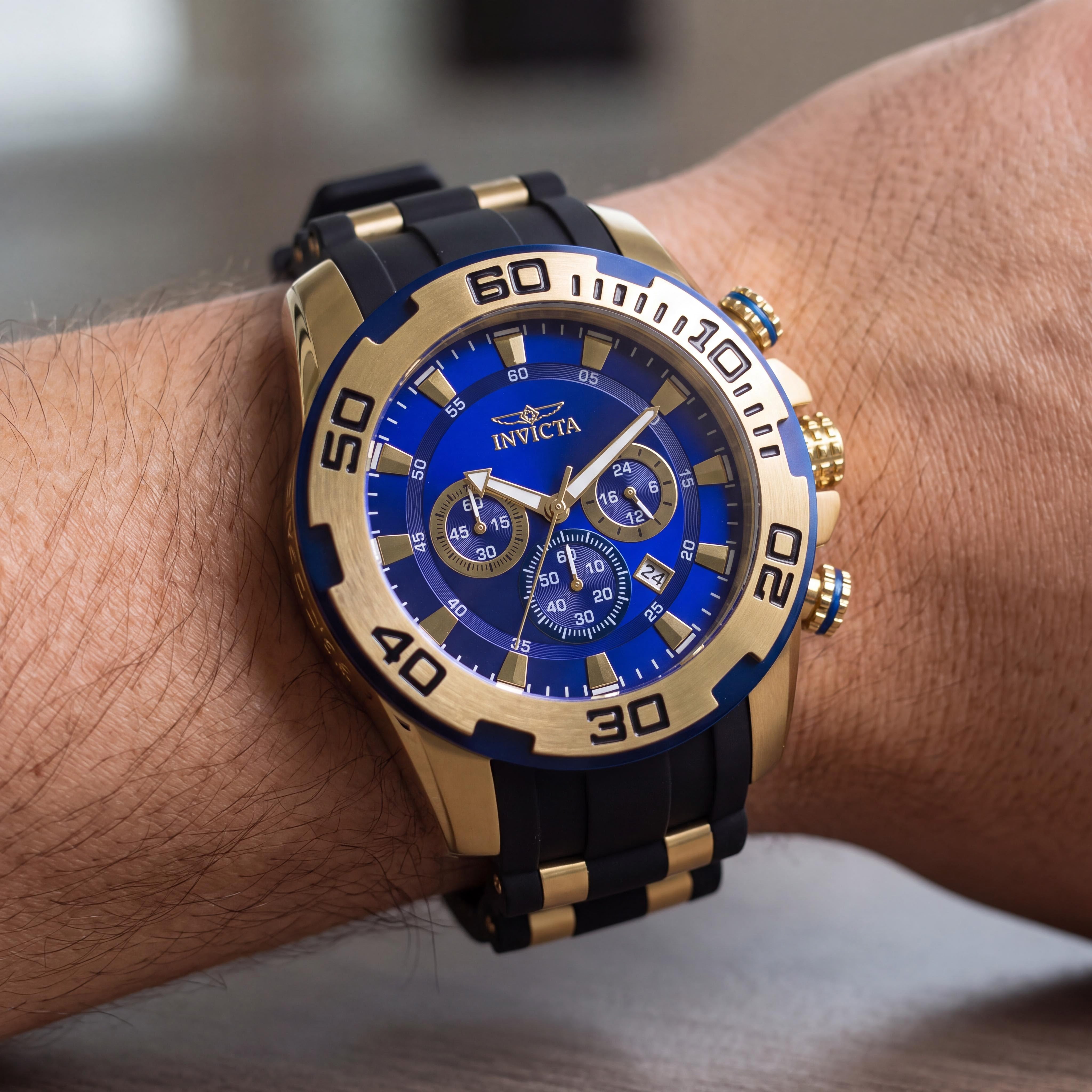Invicta Men's Pro Diver Chronograph Black Blue Stainless Steel 50mm Watch, Photo 3