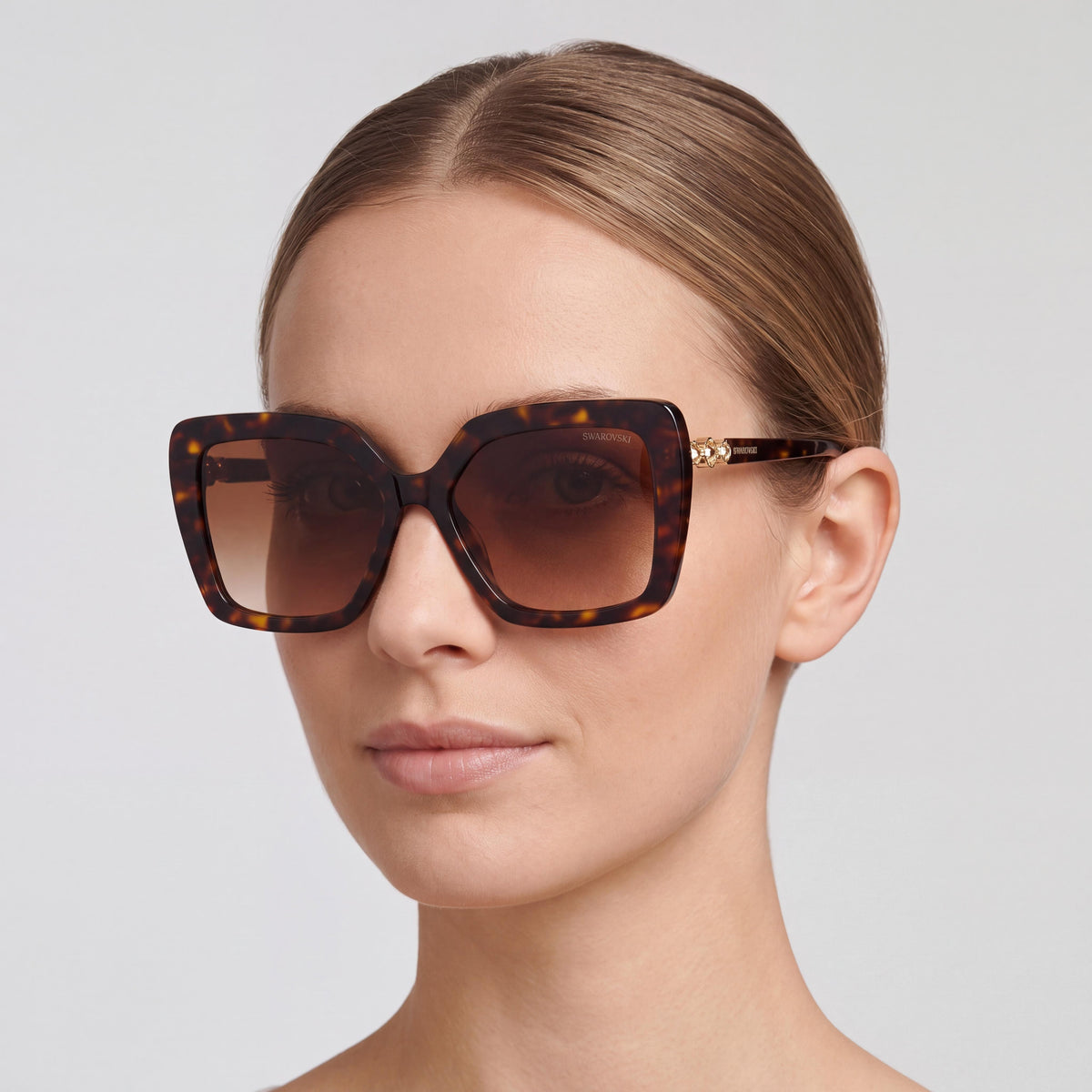 Swarovski 0SK6049 Women's Butterfly Plastic Havana & Gradient Brown Non-Polarized UV Protection Sunglasses 57mm, Photo 4