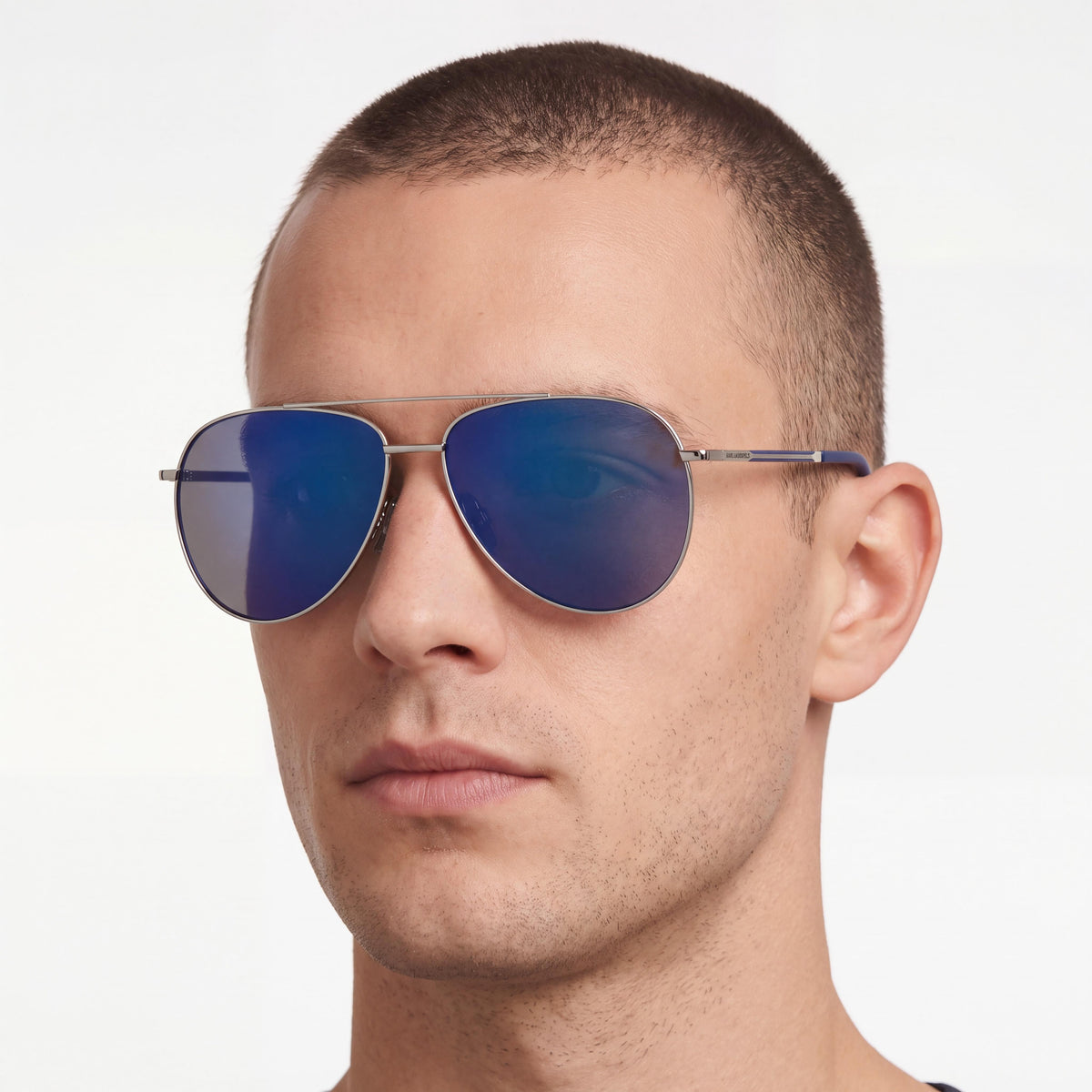 KARL LAGERFELD KL360S N Unisex Pilot Silver Metal Sunglasses with UV Protection, RXable, Size L, Photo 3