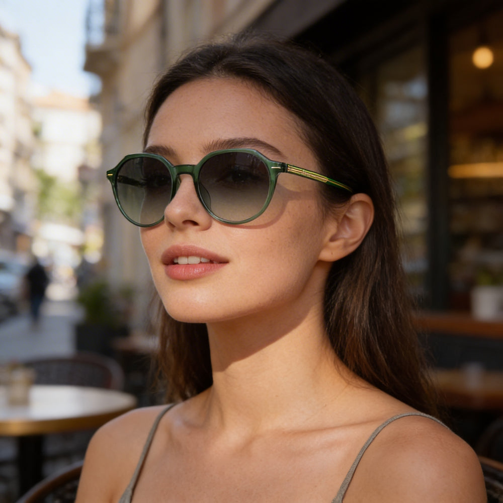 Hugo Boss Light & Minimal Women's Green Grey Frame Grey Green Polyester Lens Light Acetate Sunglasses 51mm