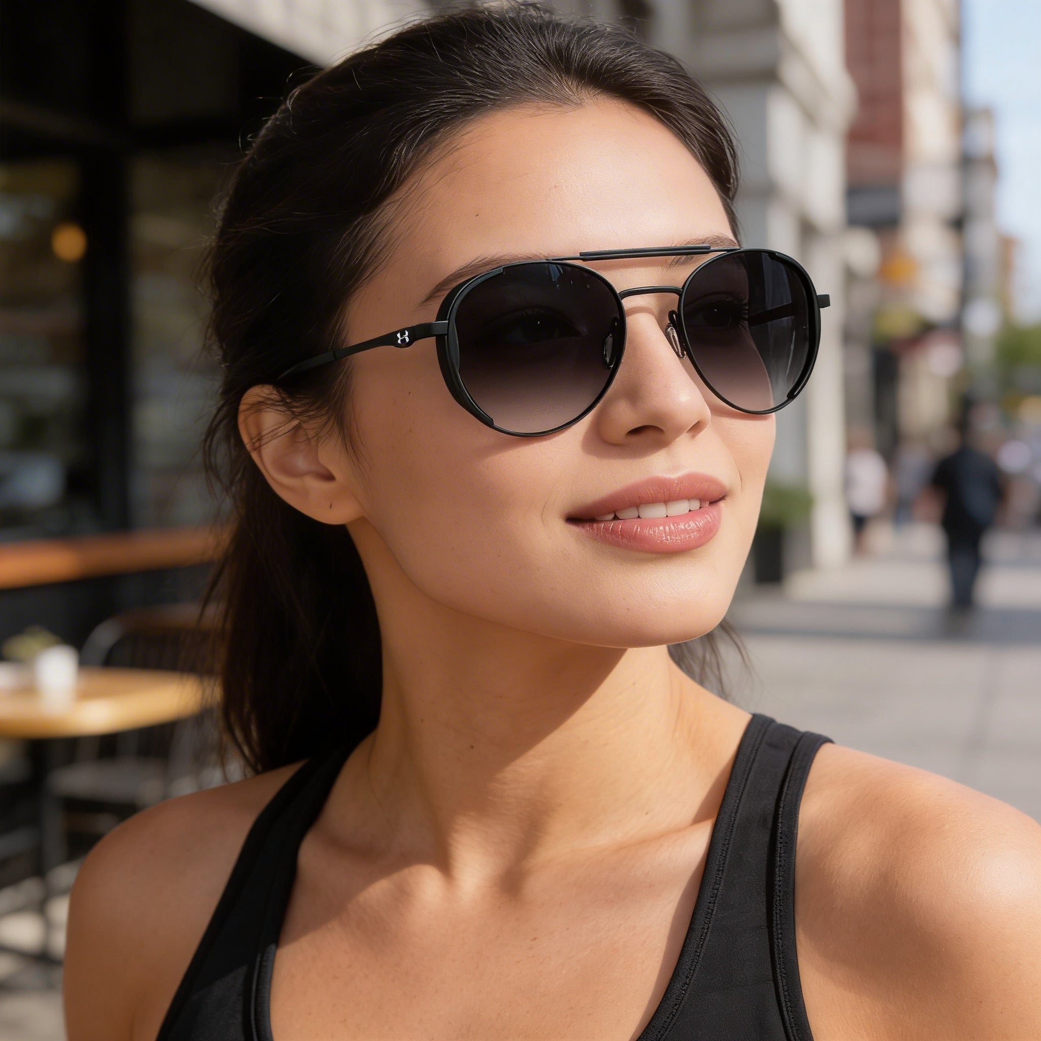 Under Armour Ua 0008/G/S Unisex Black Matte/Grey Alloy Steel Sunglasses with Matt Black Lenses, UV Protected 55mm, Photo 6