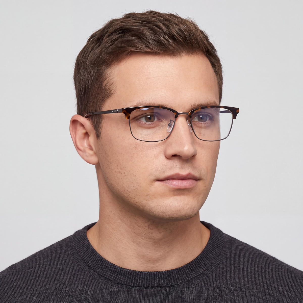 Montura de gafas oftálmicas para hombre BMW Bw5074-h de titanio, color Dark Havana y gris plomo mate, 54 mm, Photo 3