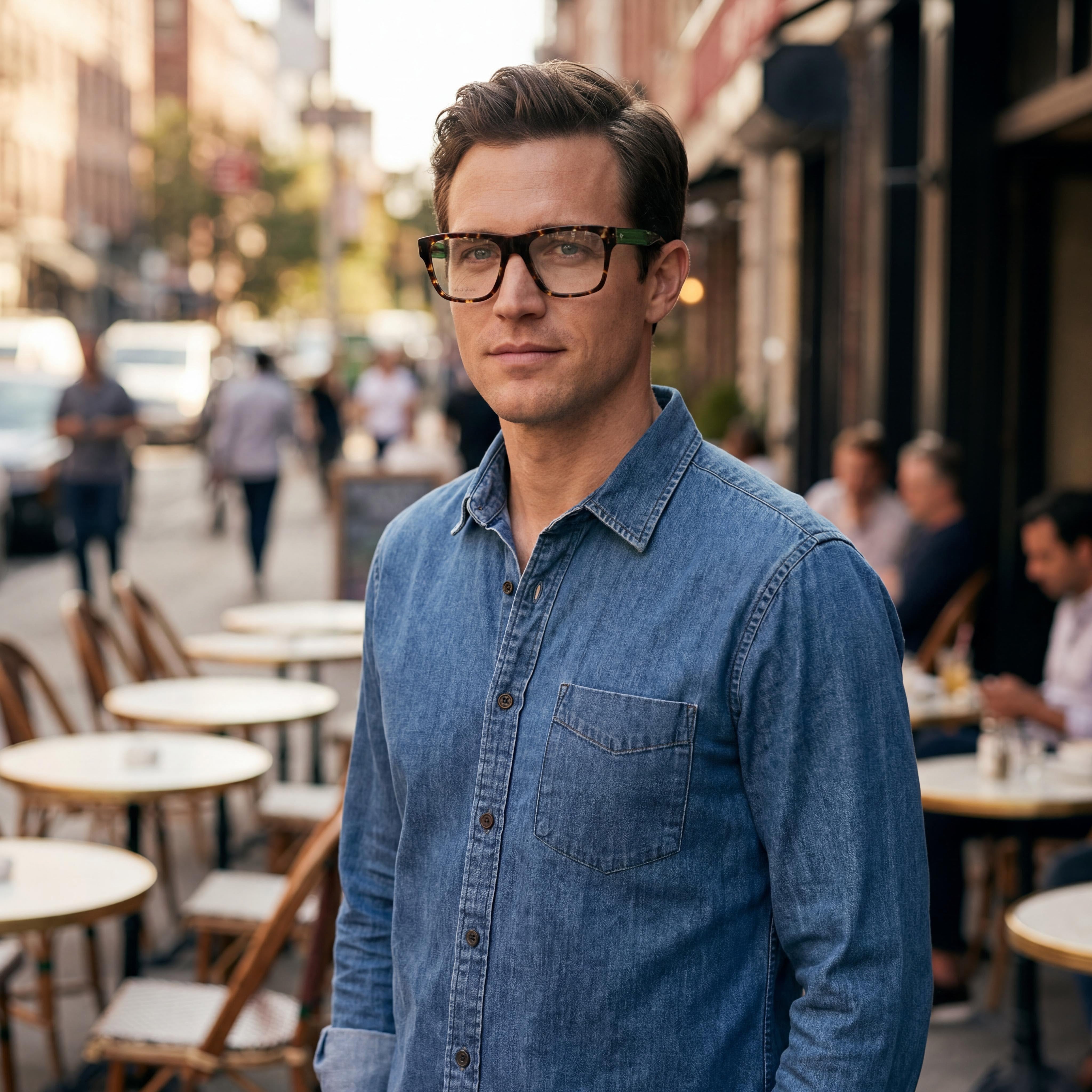rag & bone Men's Casual Style Eyeglasses with Brown Havana Green Plastic Frame, 54mm Lens, 17mm Bridge, 145mm Temple, Photo 4