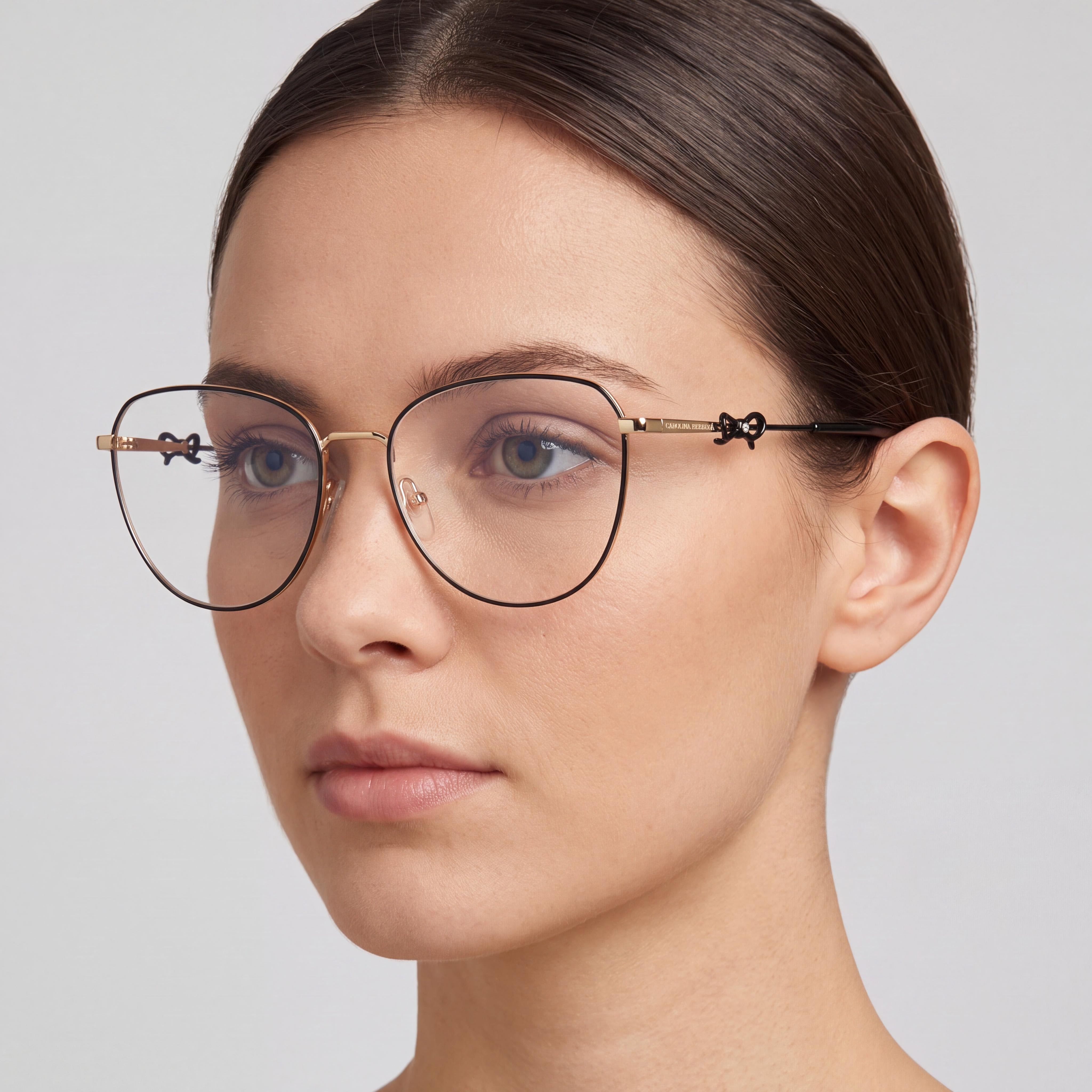 CAROLINA HERRERA Modern Women's Metal Frame Sunglasses, Gold Violet, with a 56mm Lens Width, Photo 2