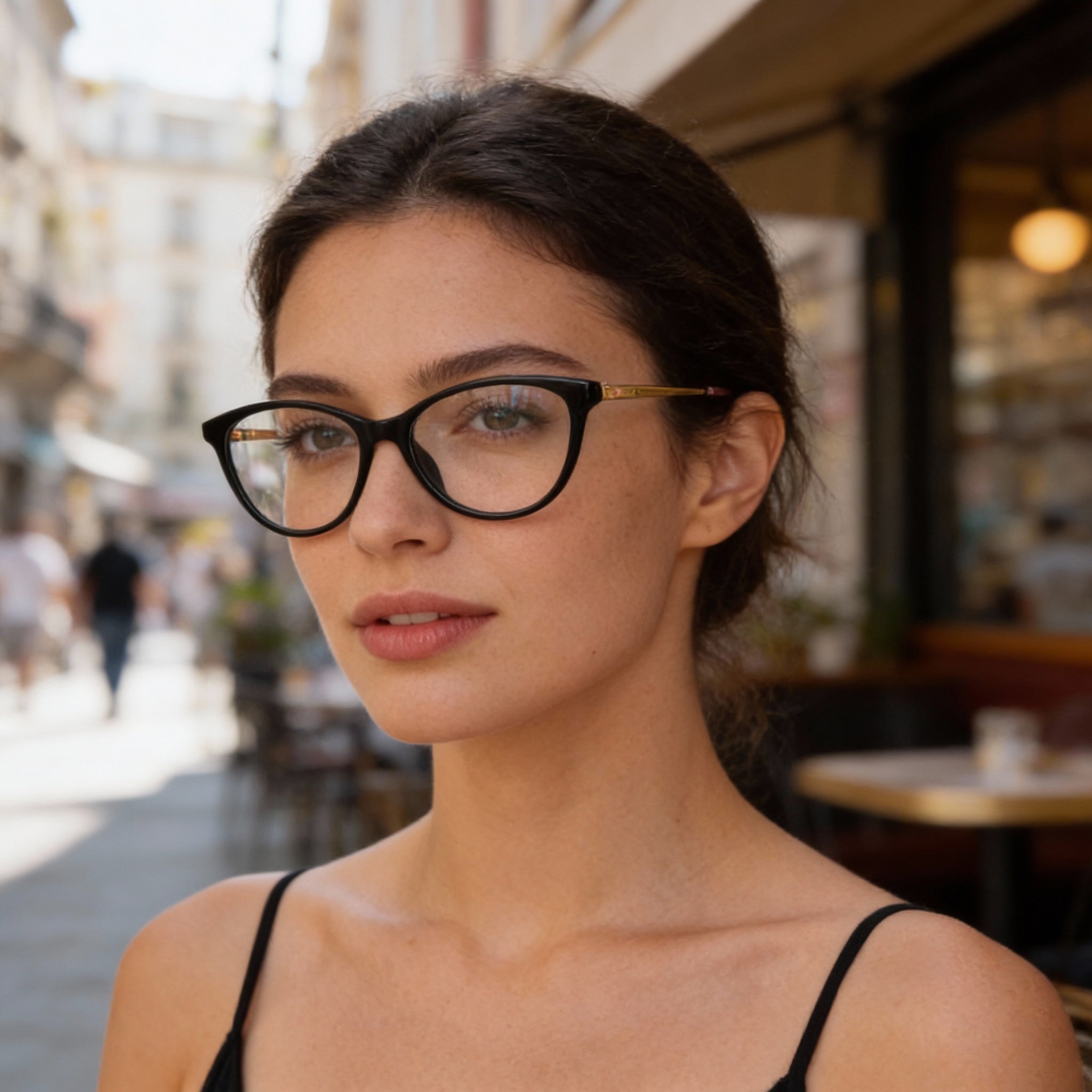 Monturas ópticas Missoni Eyewear de acetato negro Cateye para mujer, 52-15-140, aptas para prescripción médica con lentes transparentes de demostración, Photo 4