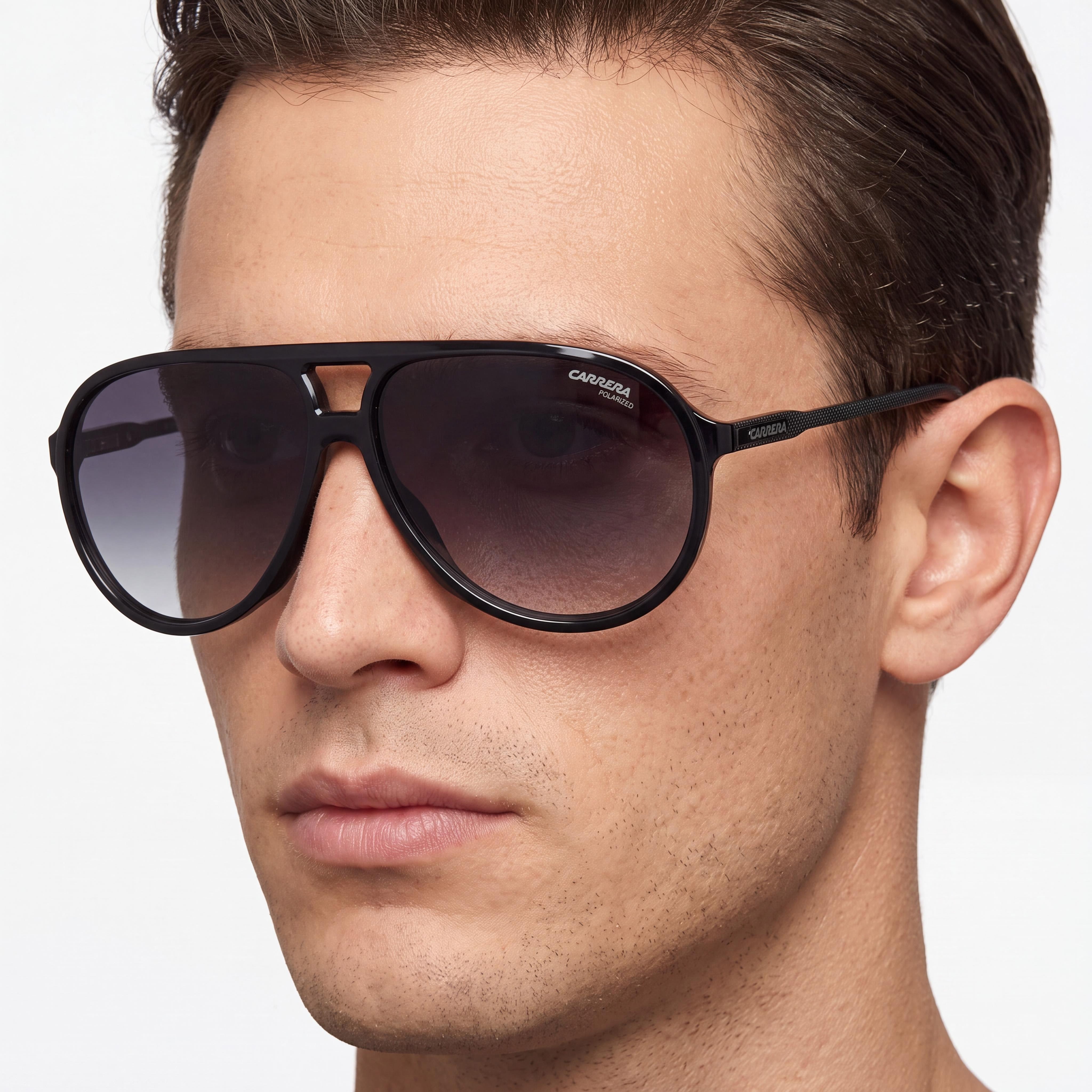 Gafas de sol de aviador Carrera 1033/S para hombre con montura de poliamida negra, lentes sombreadas gris oscuro, 61 mm, protección UV, Photo 4