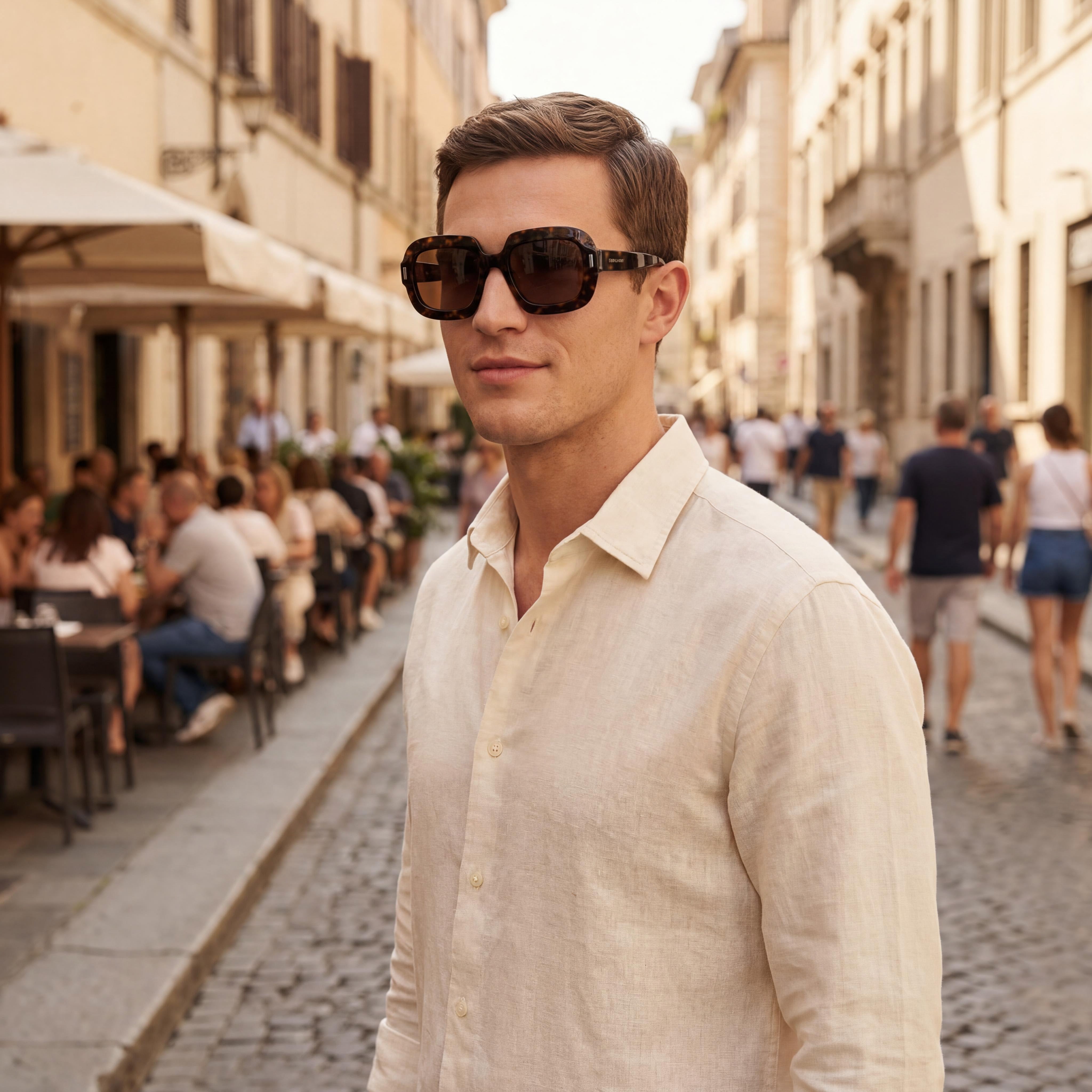 Ferragamo Modern Men's Dark Tortoise Acetate Frame Sunglasses with Polycarbonate Lenses, 54mm Lens Width, 20mm Bridge Width, Photo 4