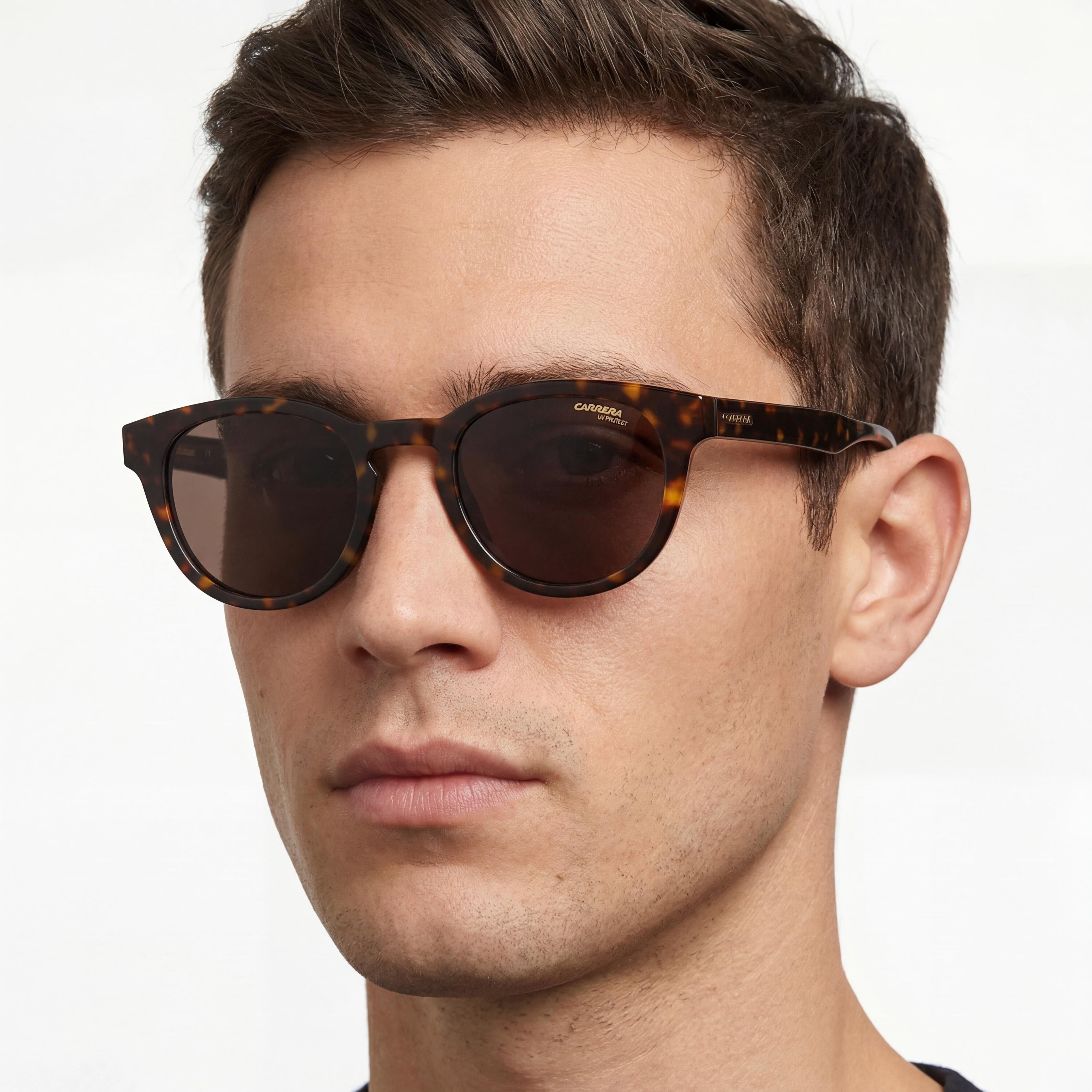 Carrera 252 Men's Plastic Oval Full Rim Sunglasses, Dark Havana Brown Frame, Brown Polycarbonate Lenses 50mm, Photo 4