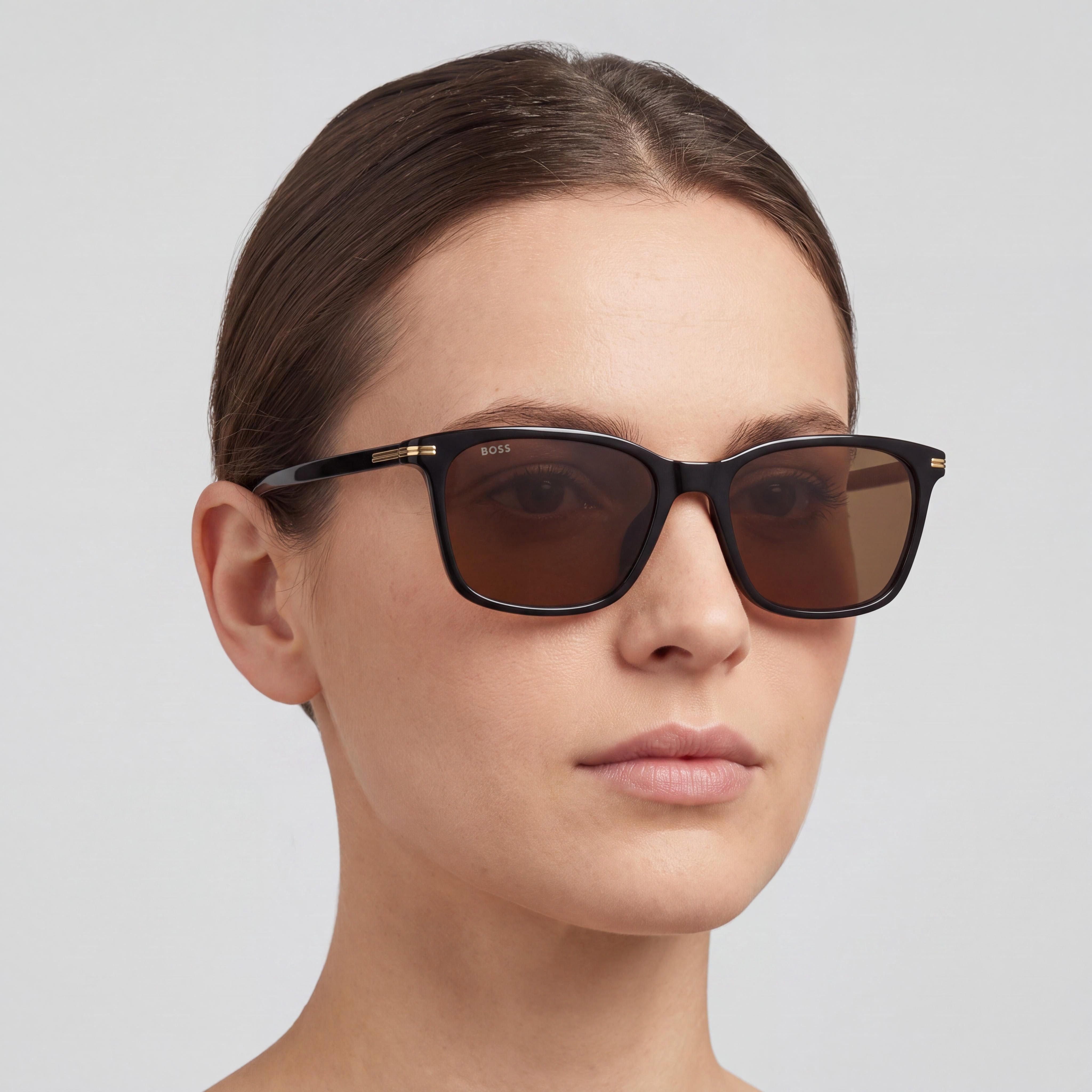 Hugo Boss Modern para mujer, negro, ACETATO ECOLÓGICO, protección UV 100%, lentes marrones no polarizadas de 56 mm, Photo 5
