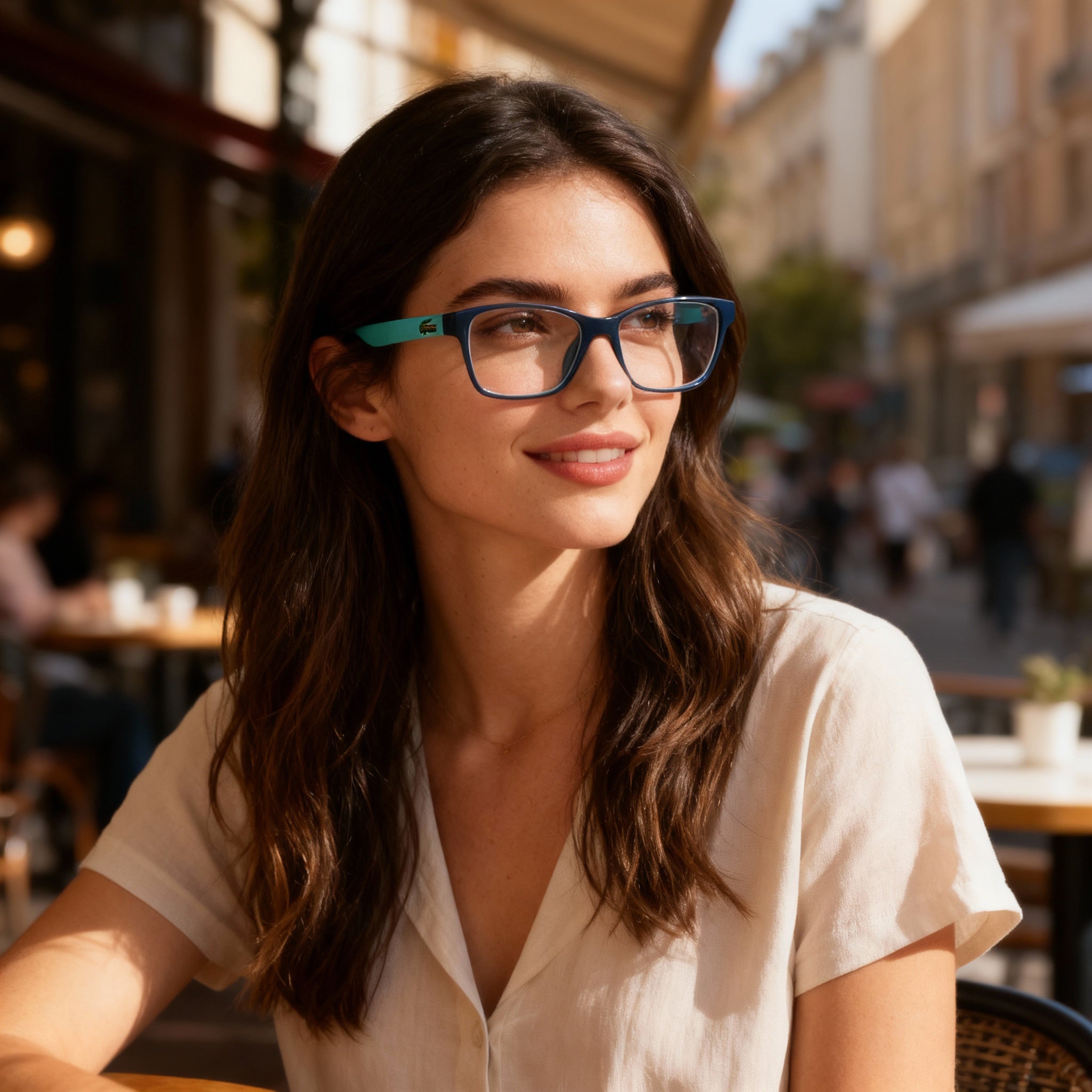 Lacoste L3803b Girls' Full Rim Rectangle Acetate Eyeglasses with Polycarbonate Lenses Black 51mm, Photo 5