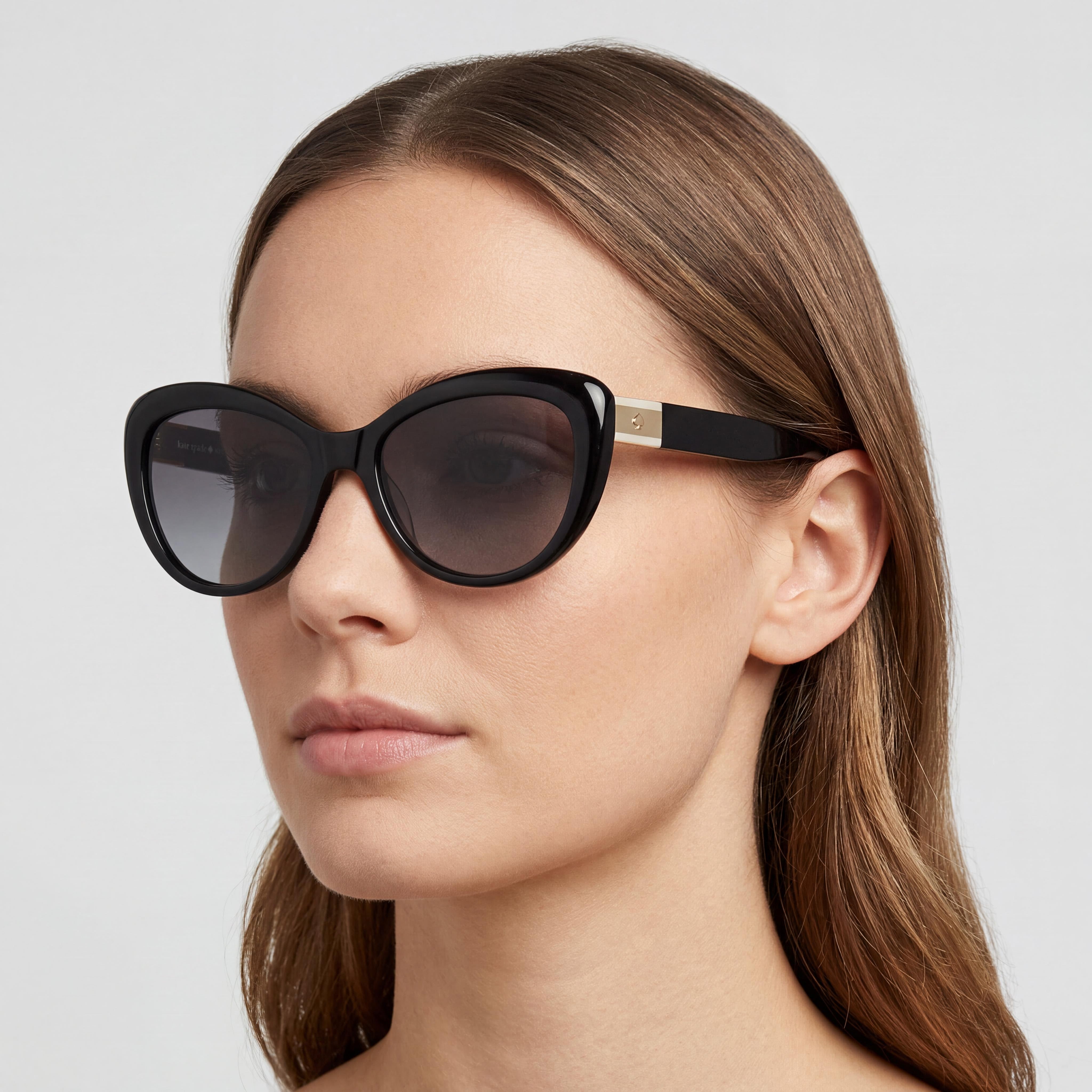 Gafas de sol Kate Spade New York Emmalynn/S para mujer, de plástico negro, polarizadas, grises, con protección UV 100 %, 54 mm, Photo 4