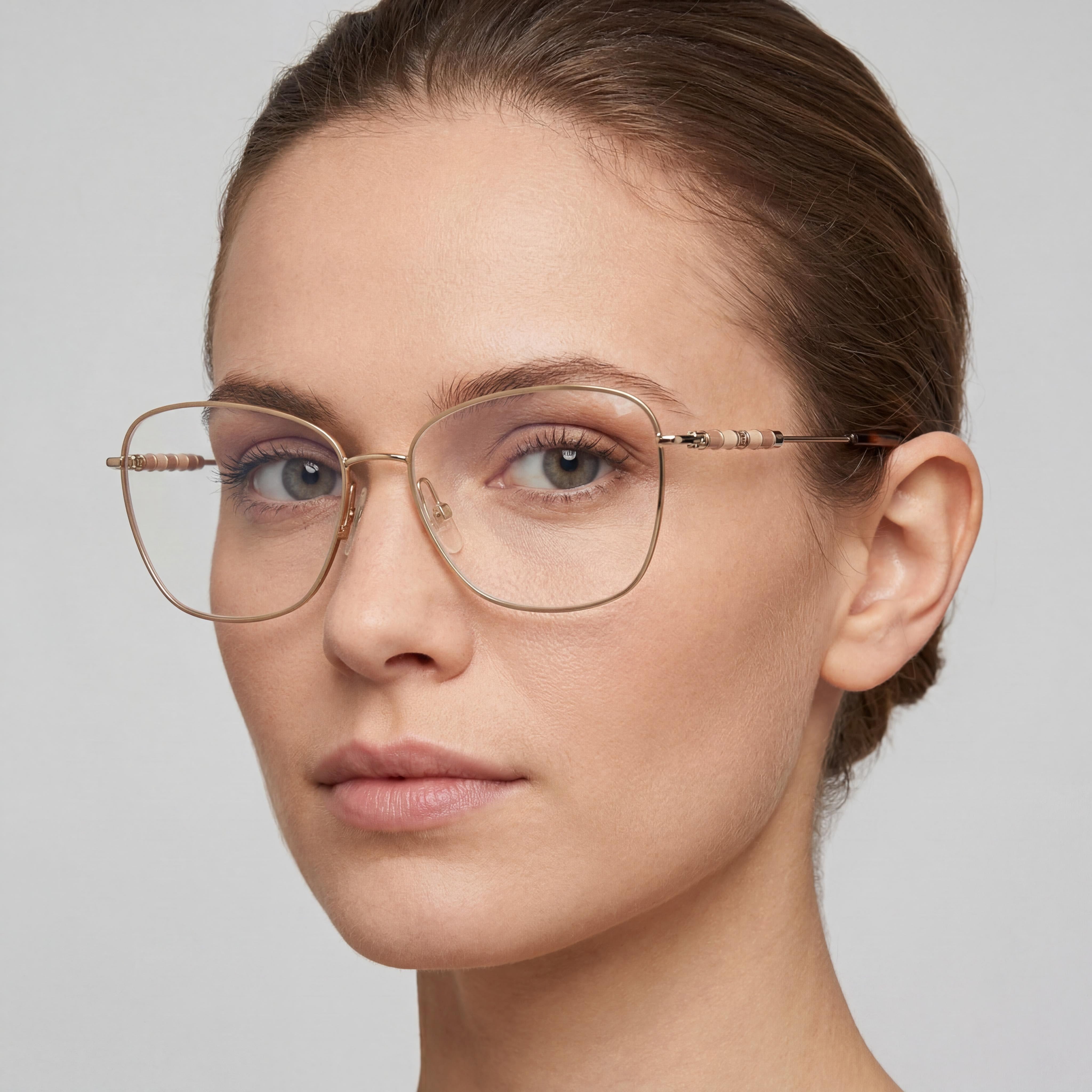 Carolina Herrera Montura Dorada Nude de Acero Aleado para Mujer, Lentes no Graduadas 55mm, Photo 3