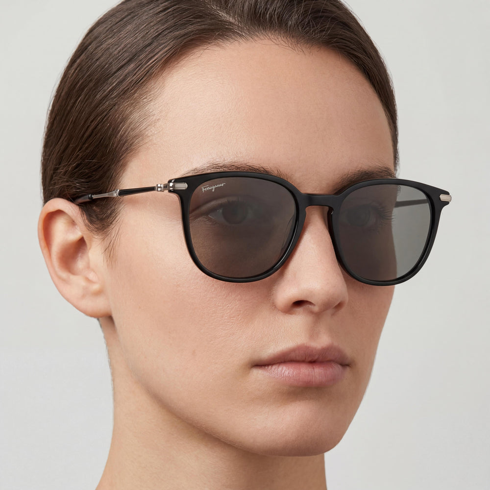 Salvatore Ferragamo Contemporary SF1015S Unisex Black Acetate Full-Rim Square 52mm UV Protected Sunglasses