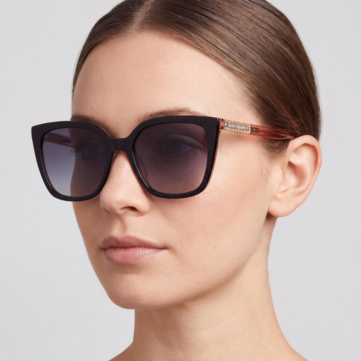 kate spade new york Contemporary Women’s Black Pink Plastic Dark Grey Shaded Non-Polarized UV Protection Eyewear 55mm, Photo 4