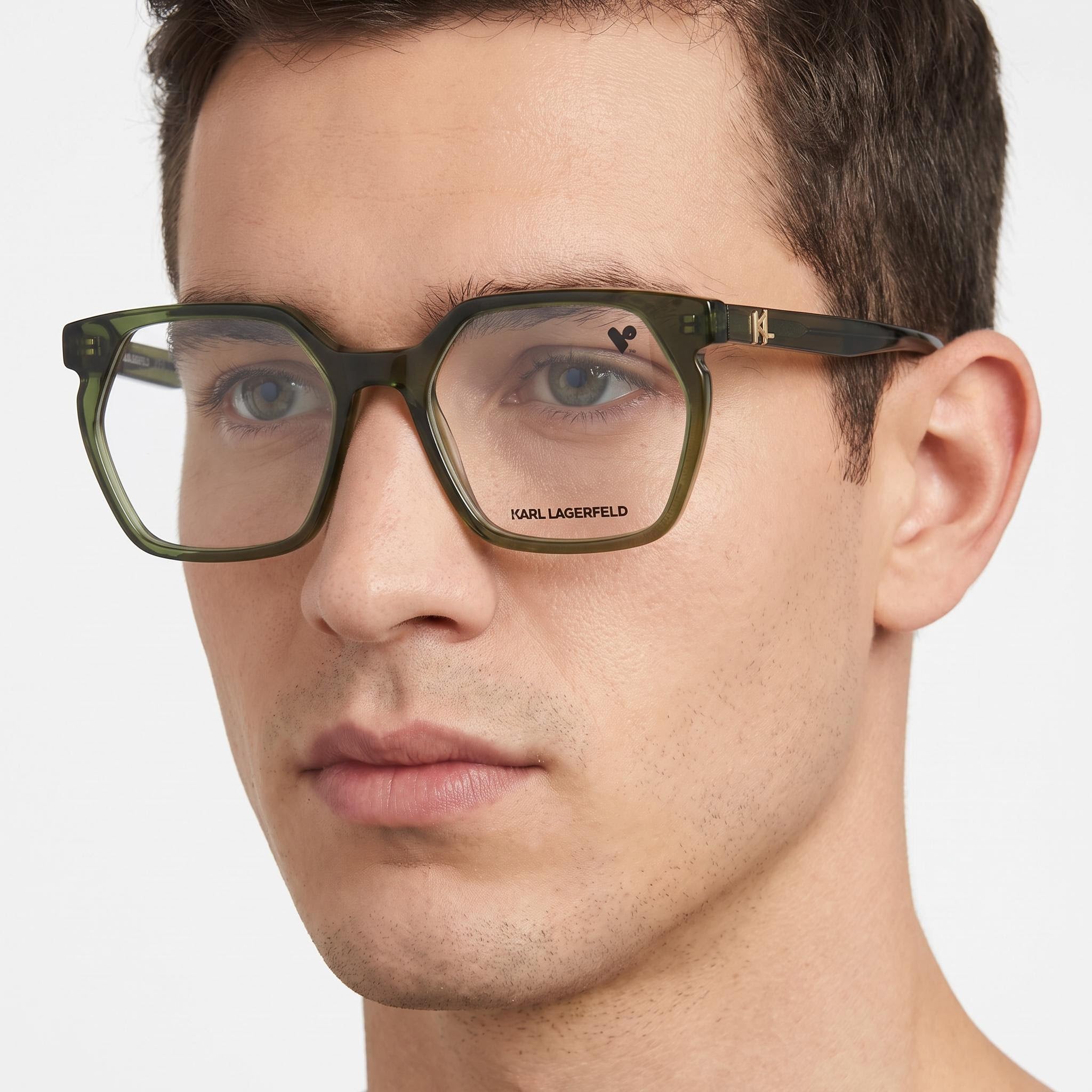 KARL LAGERFELD Modern KL6093 Unisex Khaki Acetate Frame Sunglasses with Blue Mirror Lenses, 54mm, Photo 5