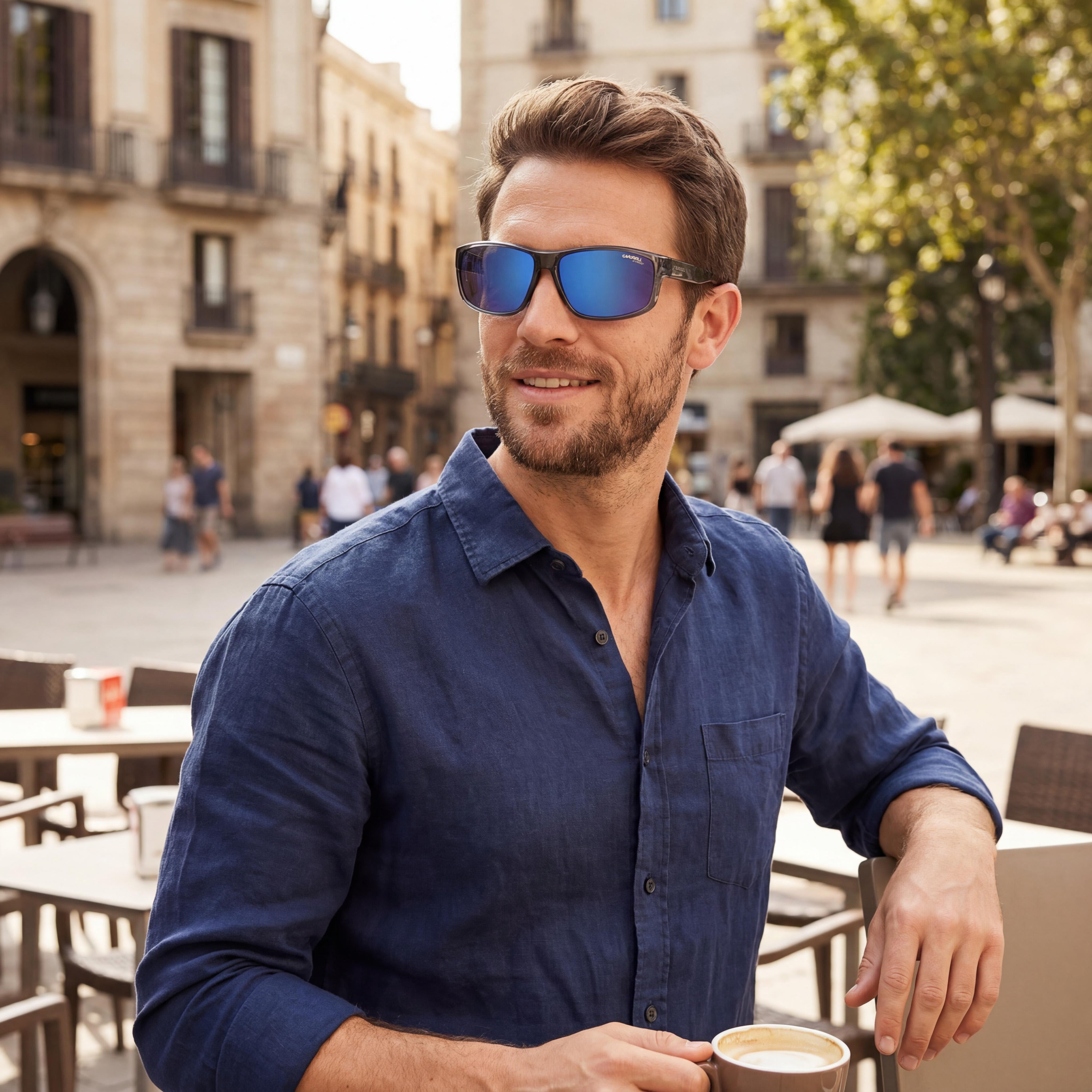 Carrera Hombre 8038/S Rectangular Gris Multiazul Montura Multiazul Lente No Polarizada Protección UV 61-15-130, Photo 5