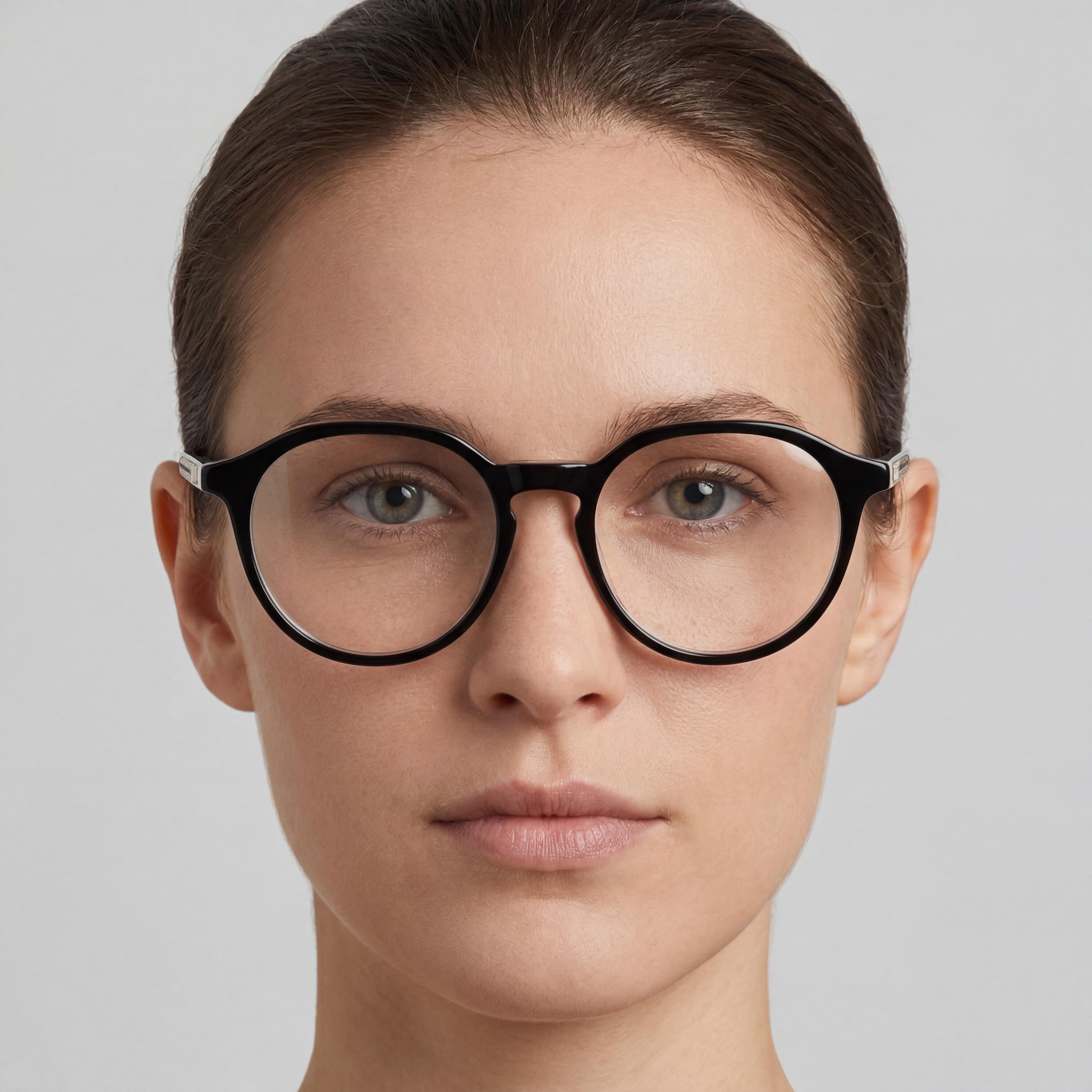 Montura de gafas ópticas redondas/ovaladas de acetato biológico transparente negro para mujer Chloe Ch0012o-007 de 50 mm, Photo 3