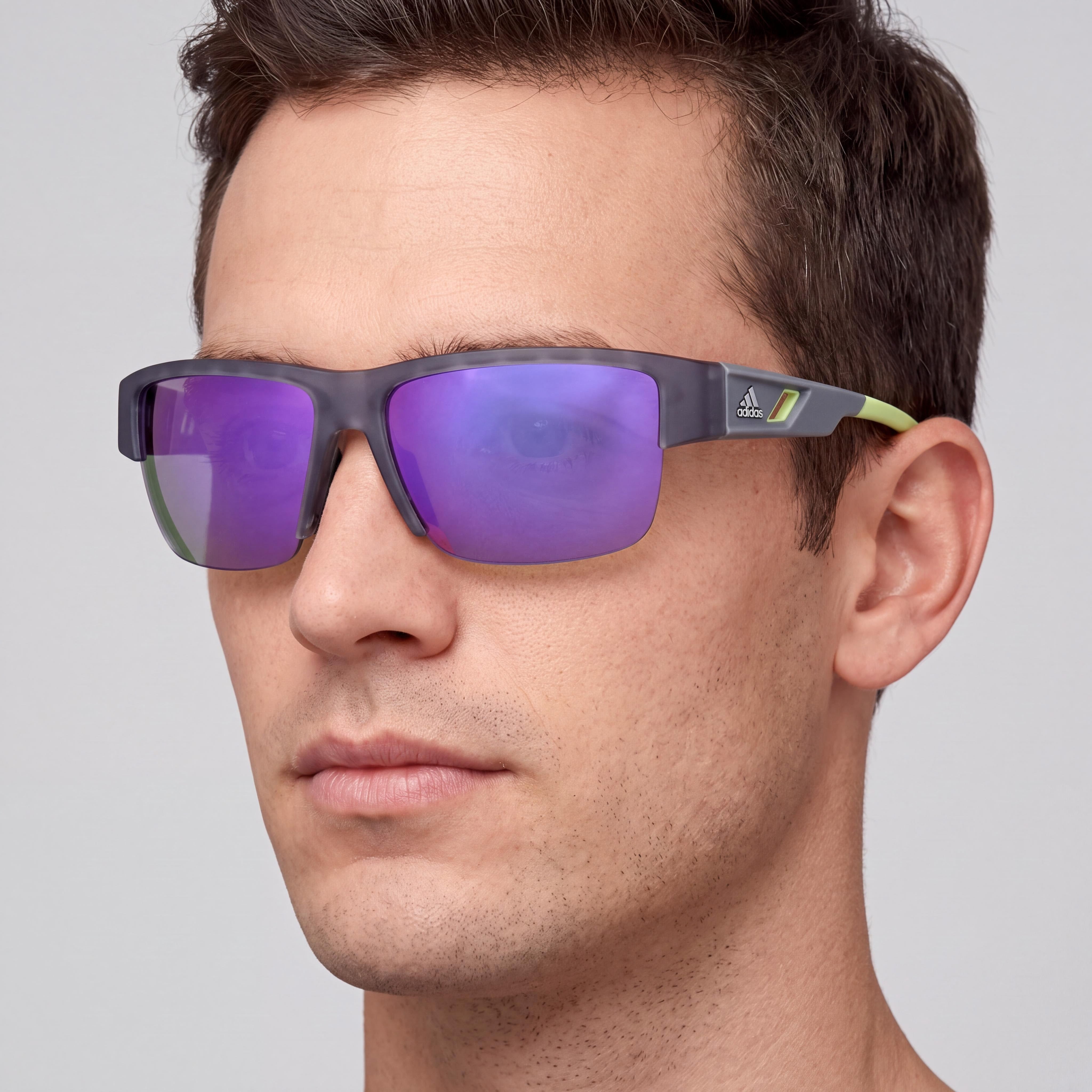 adidas SP0070 20Z Men's INJECTED Grey Frame Gradient Mirror Violet Lens UV Protection Sunglasses 68mm, Photo 4