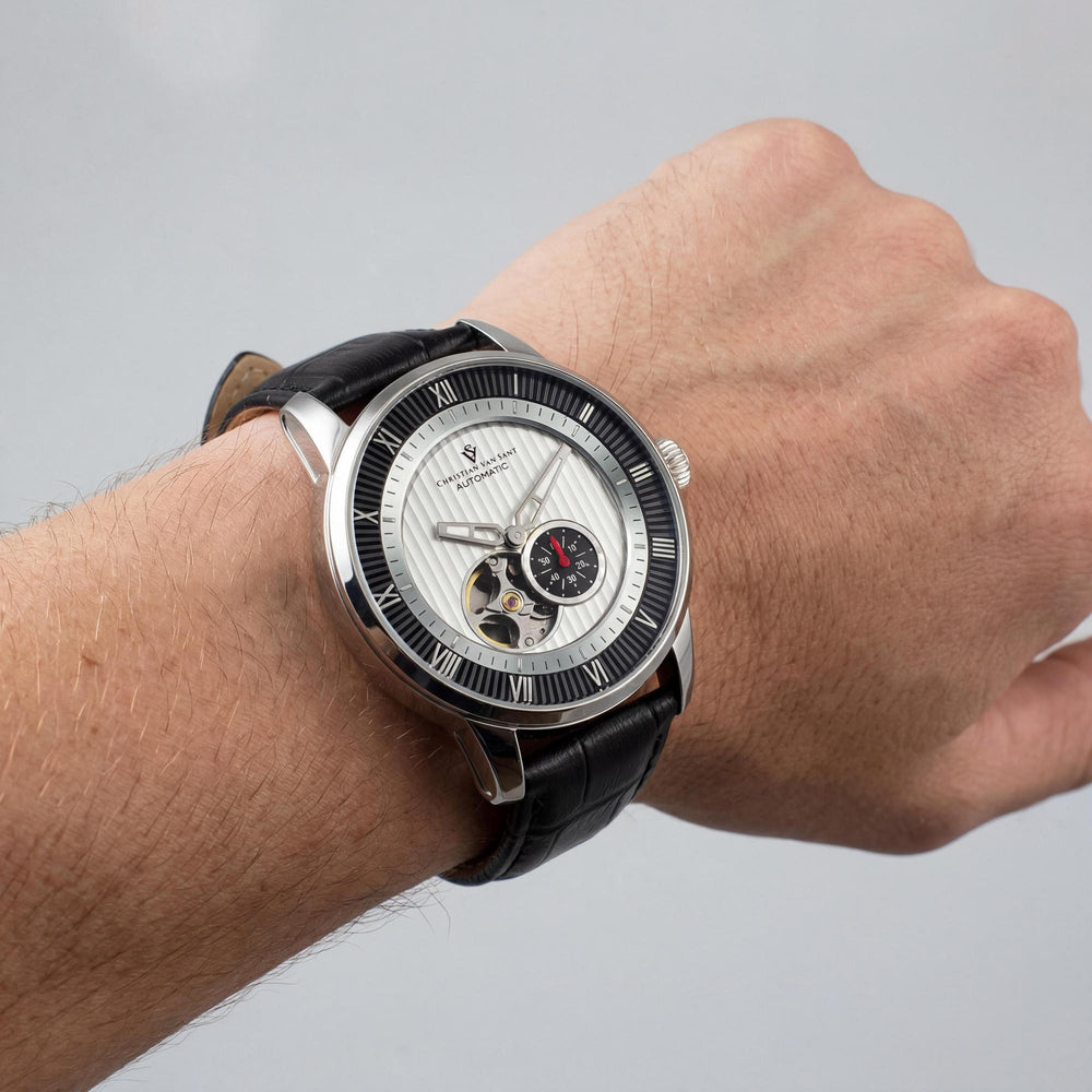 Christian Van Sant Modern Men's White Dial Automatic Movement Watch with Water Resistant Feature