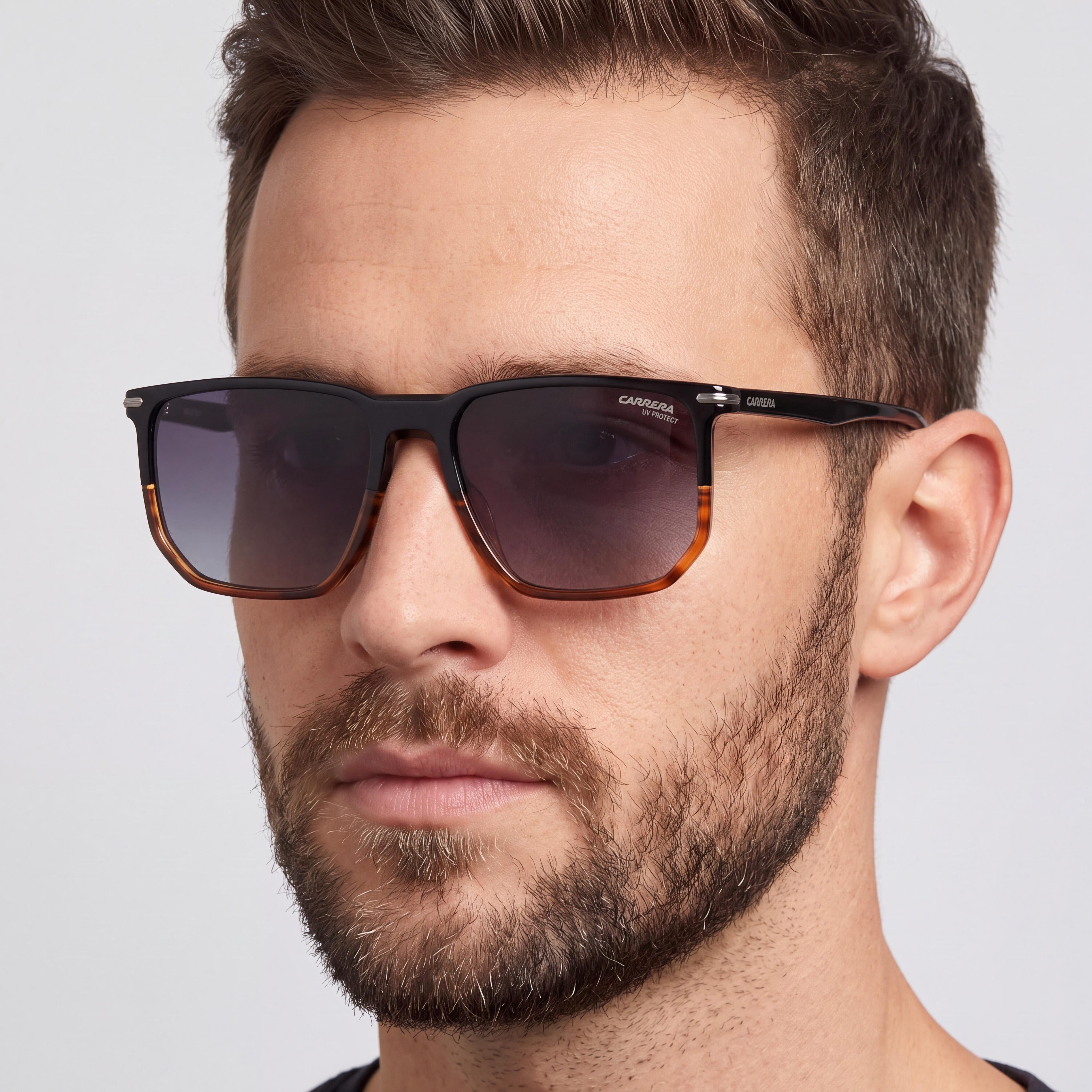 Carrera 329/S Unisex Acetate Frame Sunglasses, Black Havana, Polycarbonate UV Protection Dark Grey Heather Lenses 58mm, Photo 4