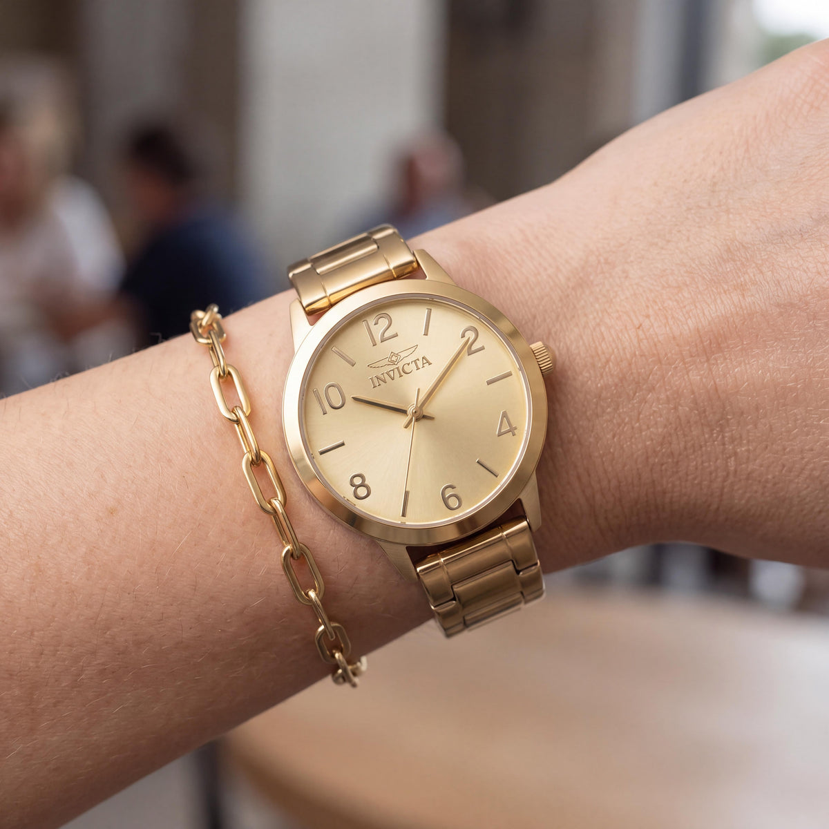 Invicta Wildflower 47271 Unisex Oro Dial Acero Inoxidable Correa Cuarzo 3 Bares Resistente al Agua Reloj 34mm, Photo 4