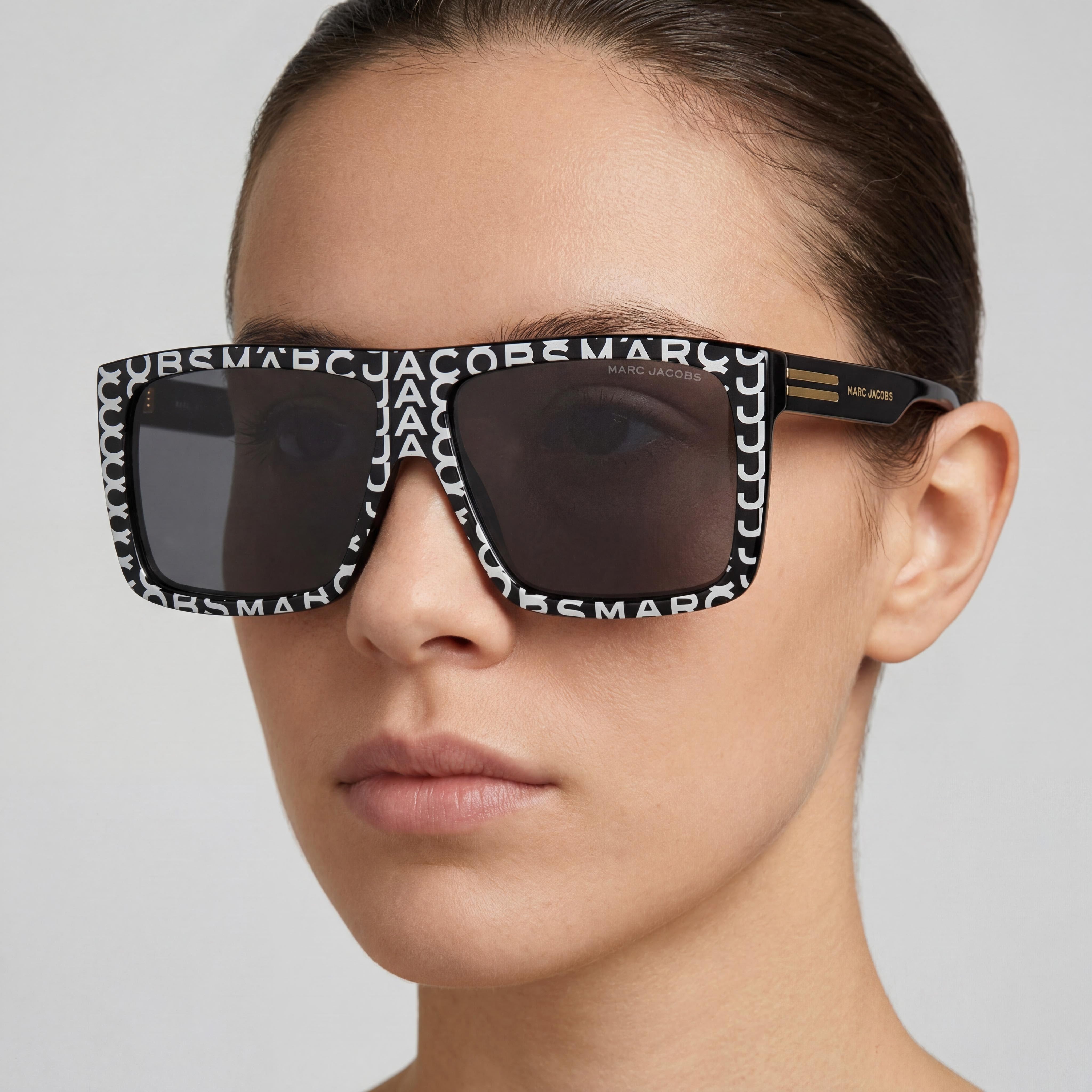 Marc Jacobs Marc 672/cs Unisex Acetate Non-Polarized Sunglasses Black/Grey Clip-on with Pattern Black White Lenses 58mm, Photo 4