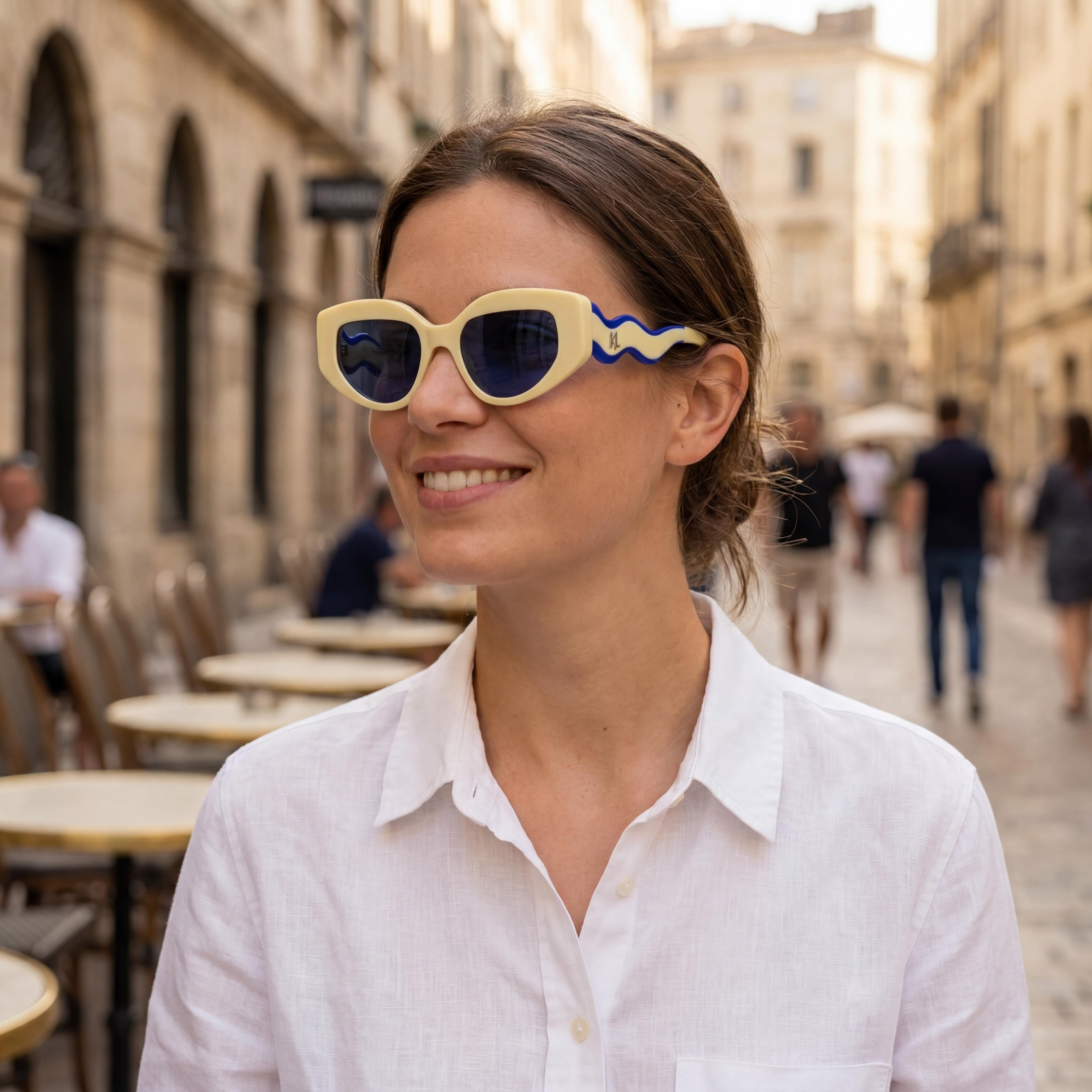 Gafas de sol de mujer KARL LAGERFELD Kl6144s con diseño ojo de gato, amarillas brillantes, bioinyectadas, con protección UV y sin polarizar, 50 mm, Photo 5