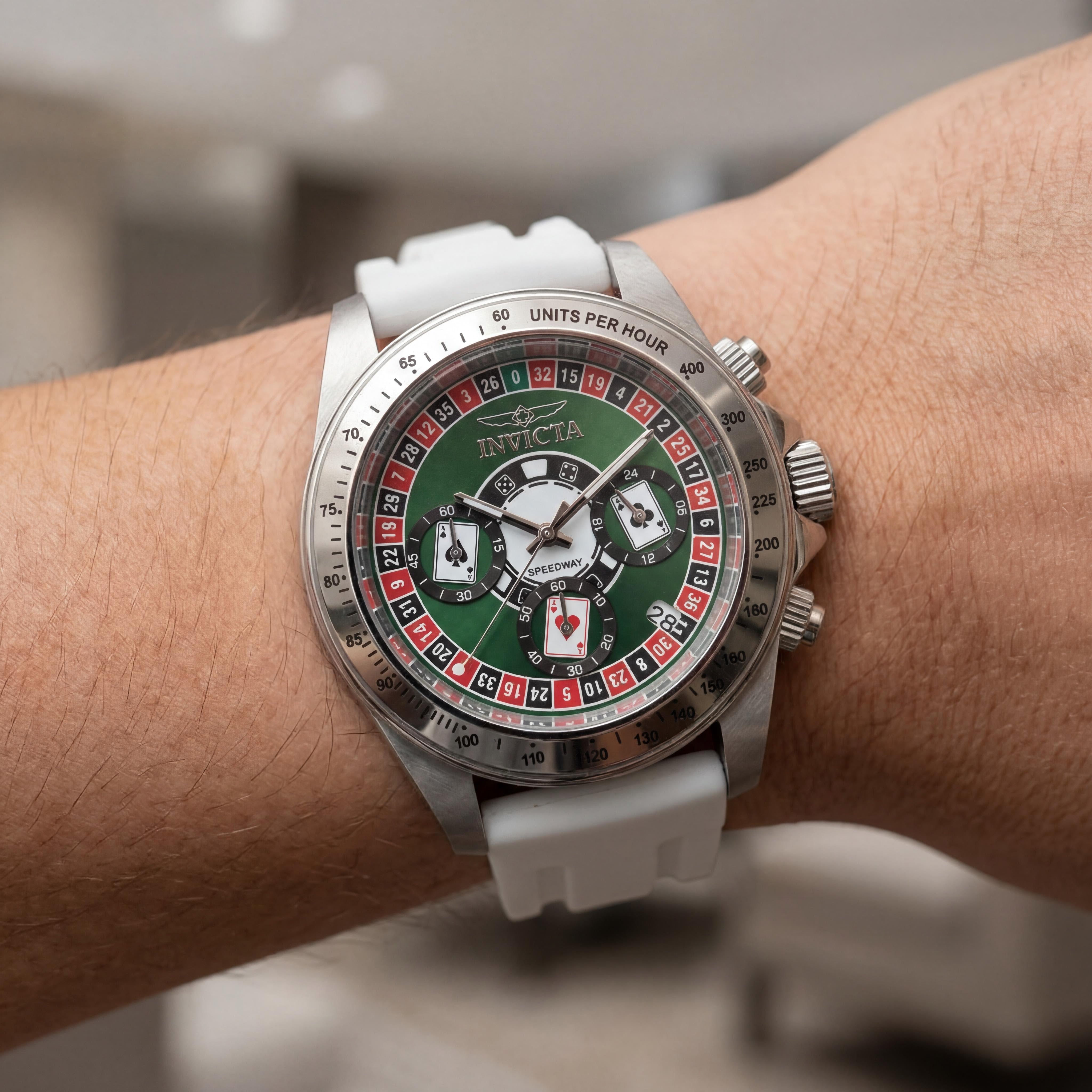 Invicta Speedway 50493 Men's 40mm Quartz Stainless Steel Green Dial Silicone Strap Watch, Photo 4