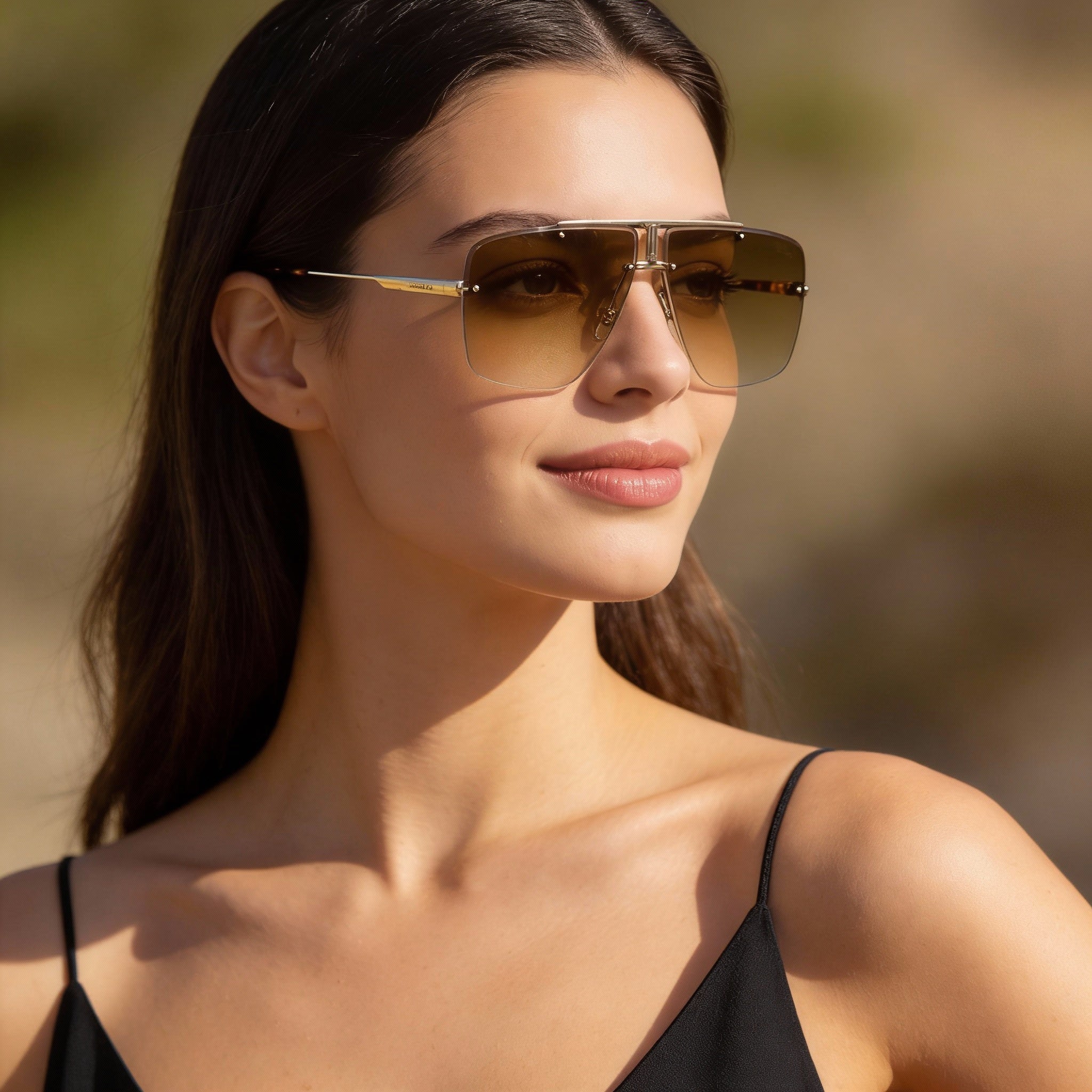 Gafas de sol unisex Carrera rectangulares con montura metálica dorada y lentes con protección UV en negro, marrón y verde de 64 mm, Photo 6