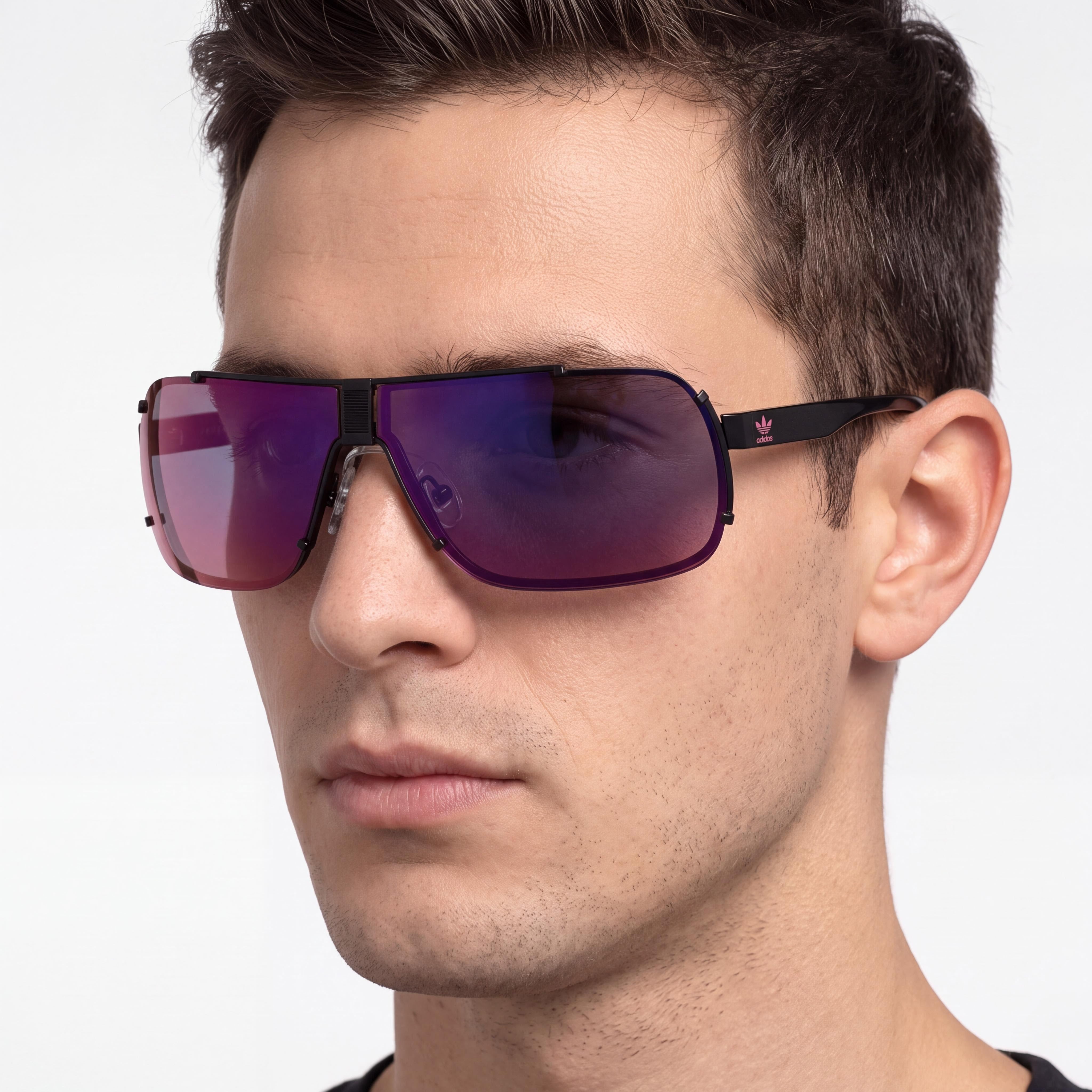 Gafas de Sol adidas Originals Modern Pilot Hombre Montura de Metal Negro Mate Lentes Espejo Degradado Morado 75-75-125, Photo 3