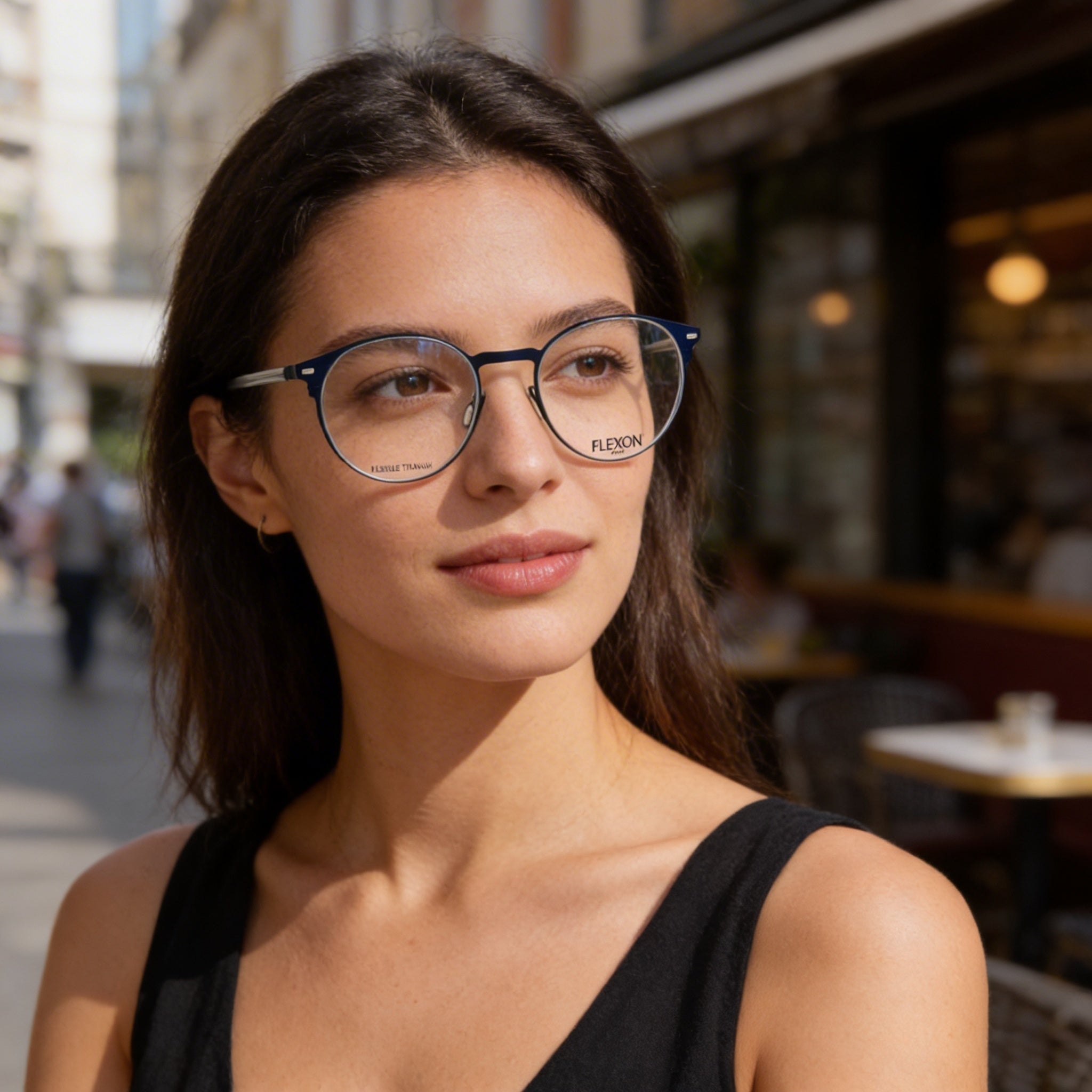 Flexon B2075 Unisex Eyeglasses, Acetate Frame in Navy, Lens Width 49mm, Bridge 21mm, Temple 145mm, Photo 5