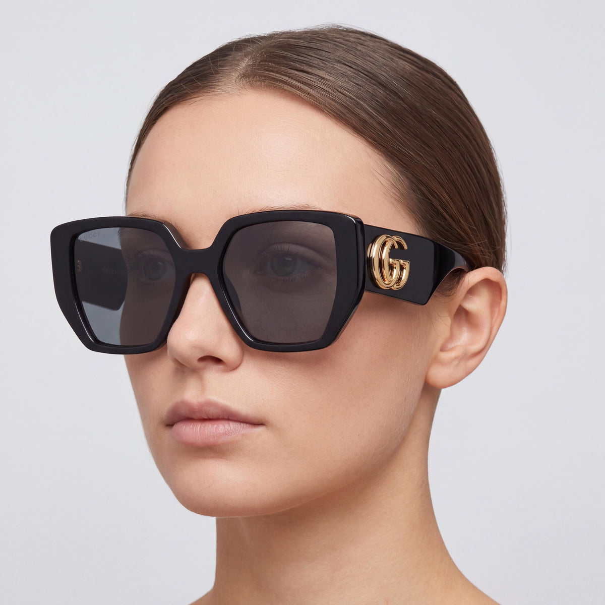 Gucci GG0956S Contemporary Women's Black Grey Cat Eye Full Rim Plastic Non-Polarized Sunglasses 54mm, Photo 5