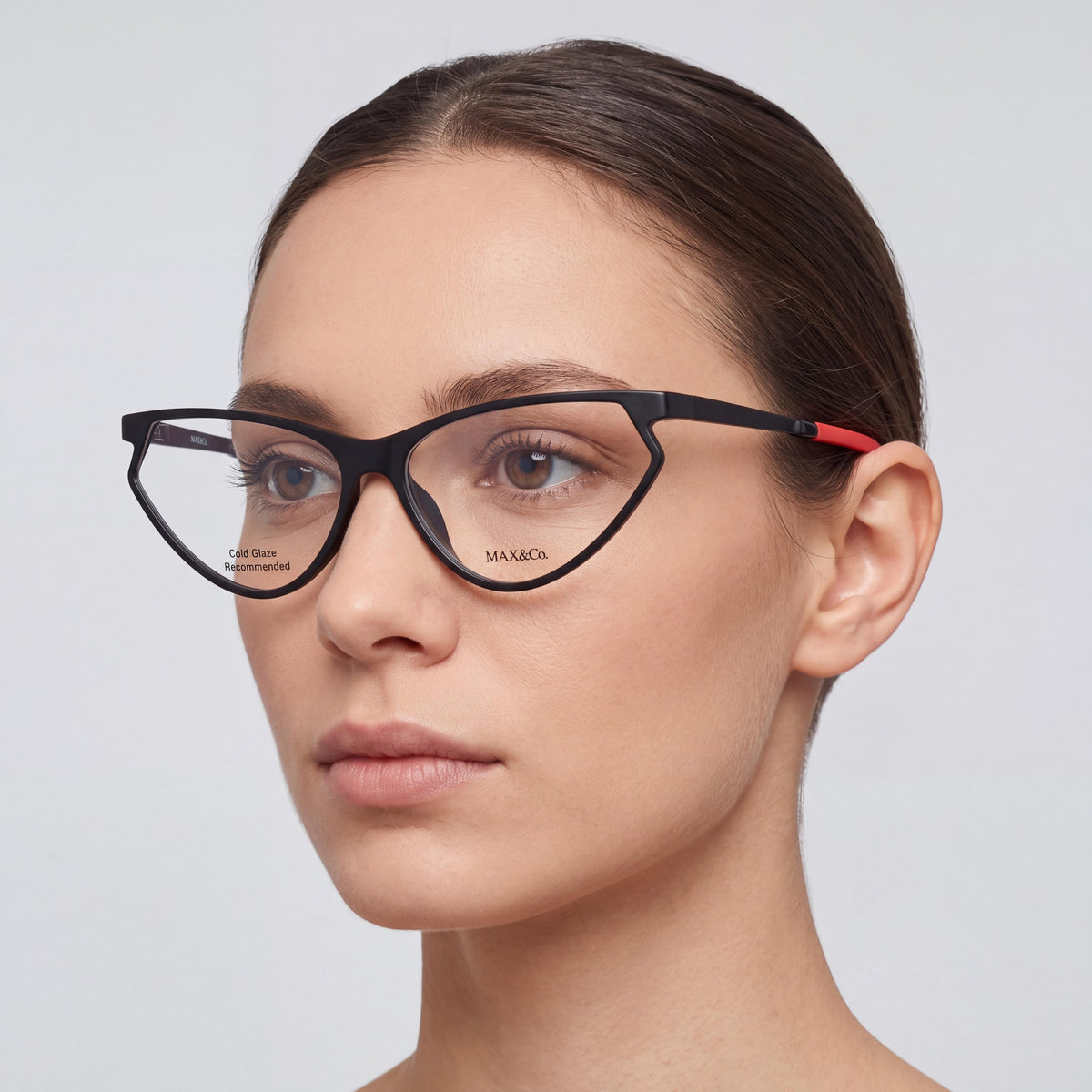 Montura de gafas moderna para mujer Max & Co. con montura INYECTADA en negro brillante y lentes transparentes, ancho de lente 59 mm, Photo 3