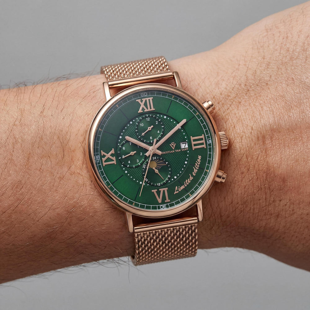Christian Van Sant bracelet Men's Green Dial Automatic Stainless Steel Scratch Resistant Water Resistant Watch