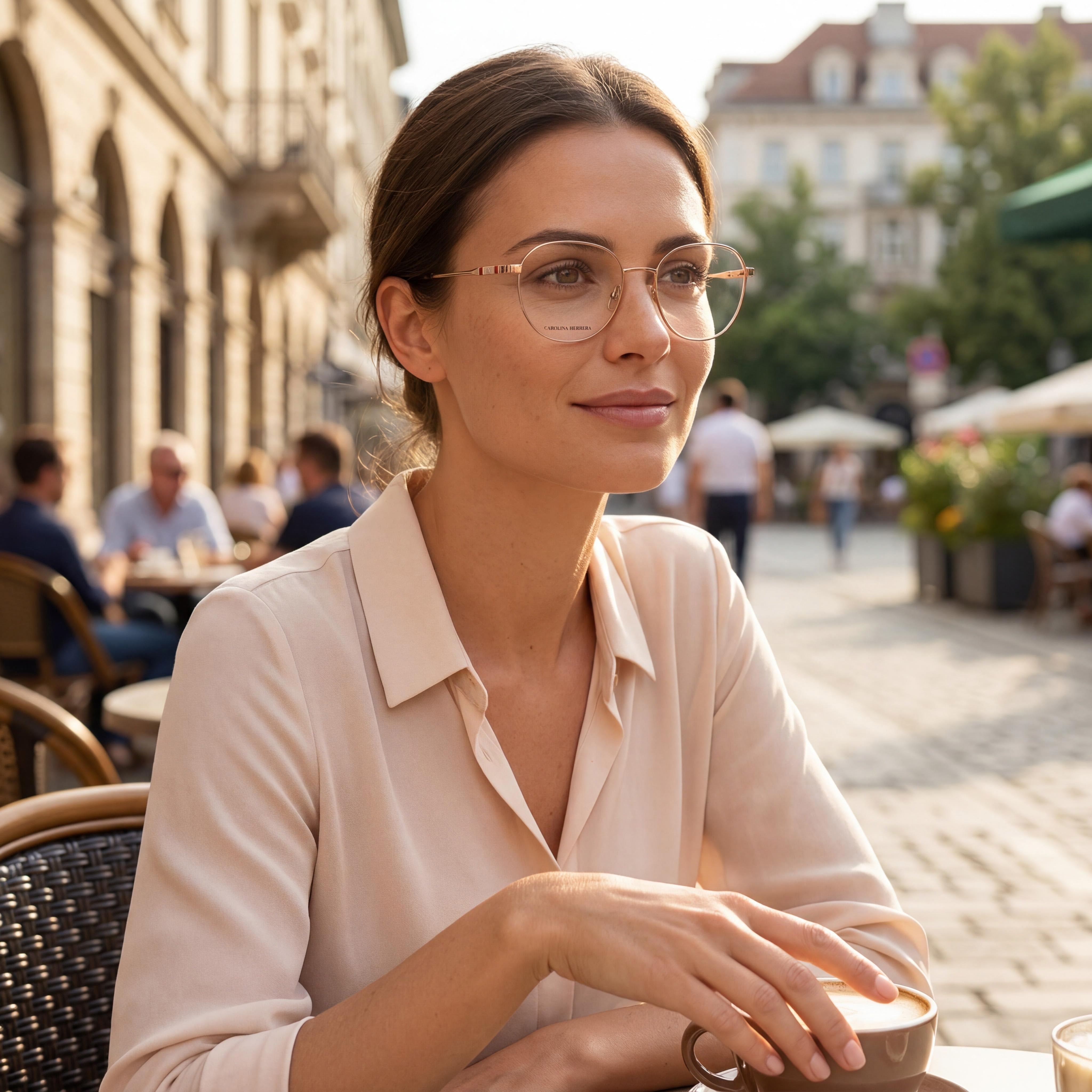 Carolina Herrera Modern Women's Metal Frame Eyewear with Polycarbonate Lenses in Gold Copper - 54mm, Photo 4