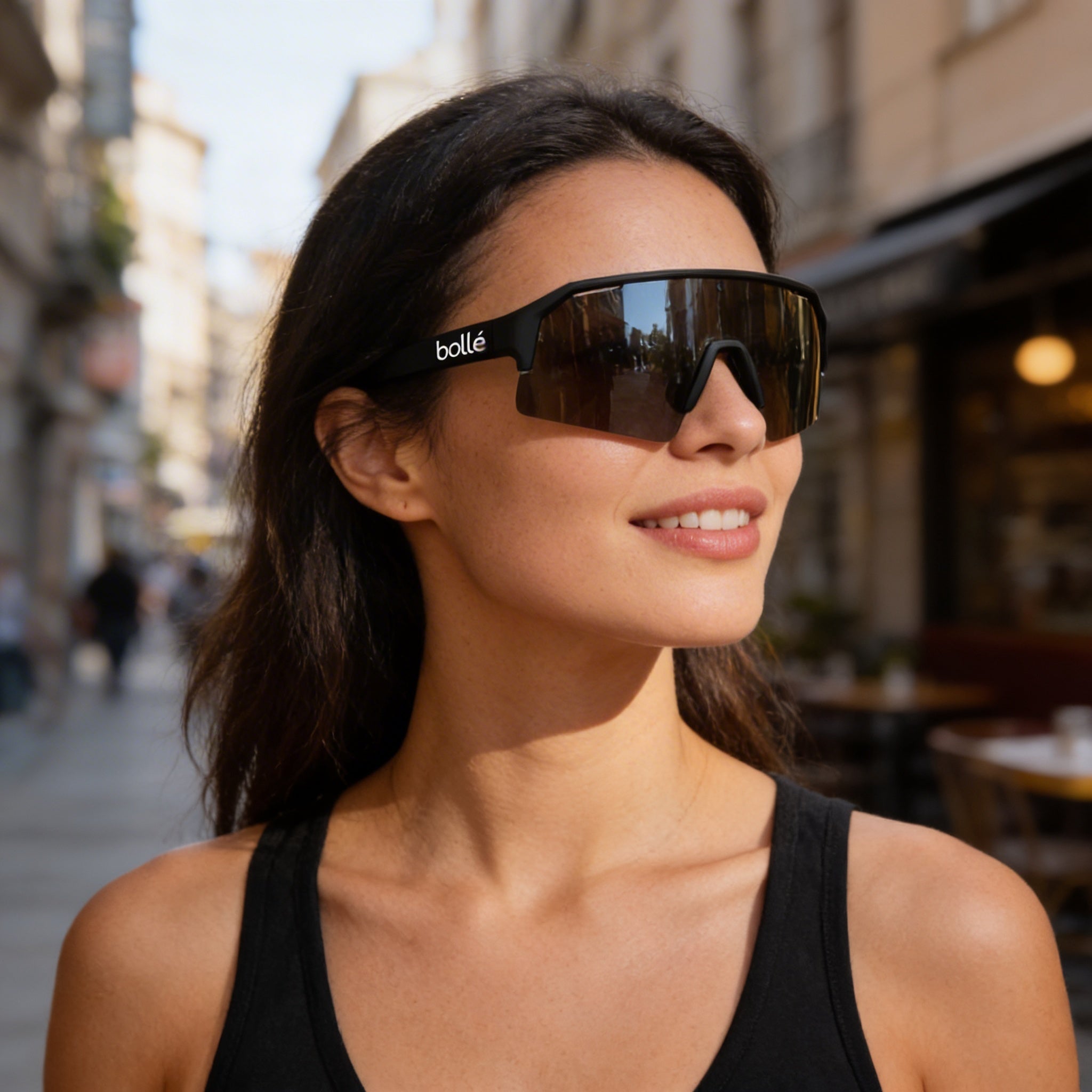 bollé Modern Unisex Sunglasses for Mountain Biking with Black Matte Gold Nylon Frame 140mm Lens, Photo 6