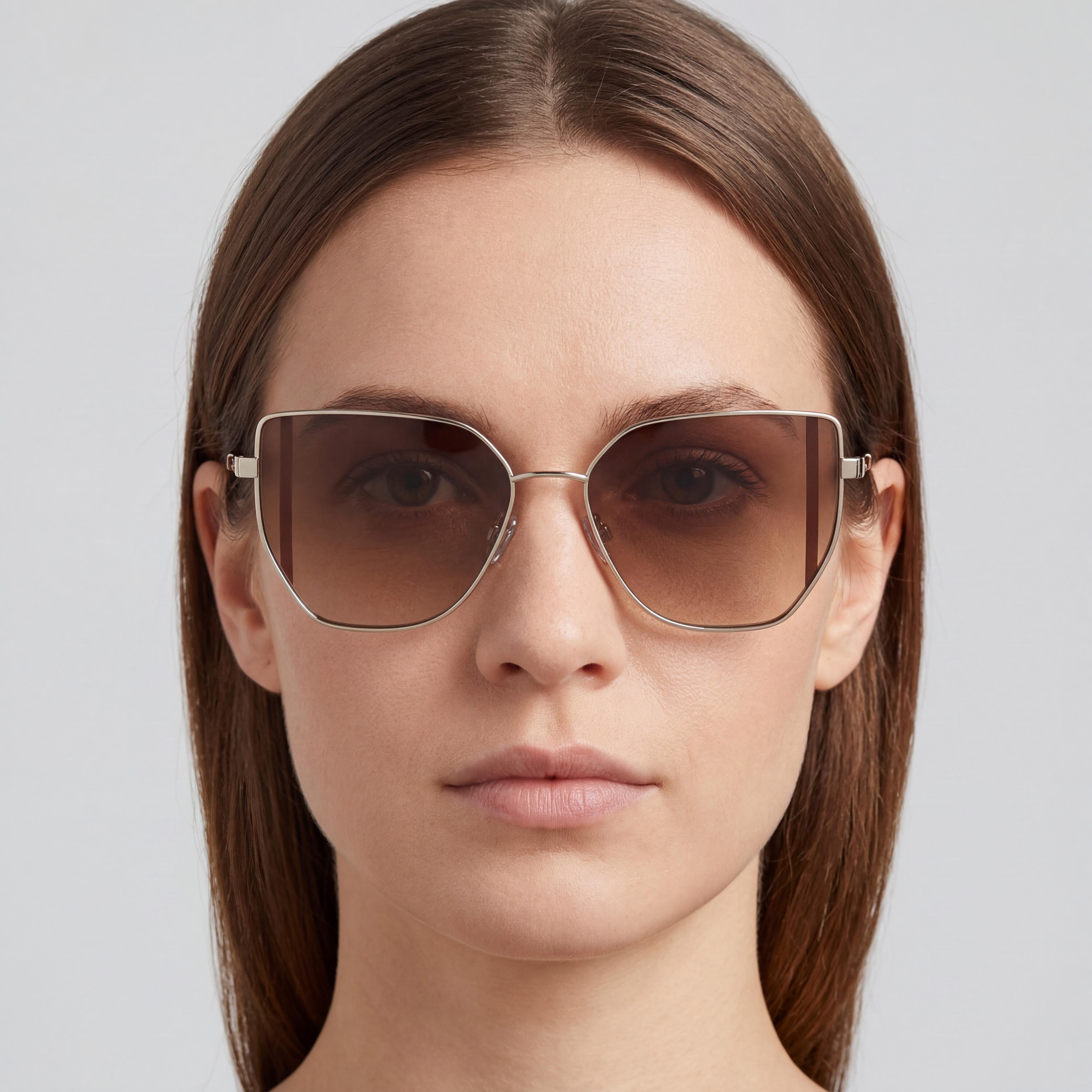 Calvin Klein Ckj25209s Gafas de sol de policarbonato con montura de metal color oro claro y protección UV para mujer de 57 mm, Photo 5