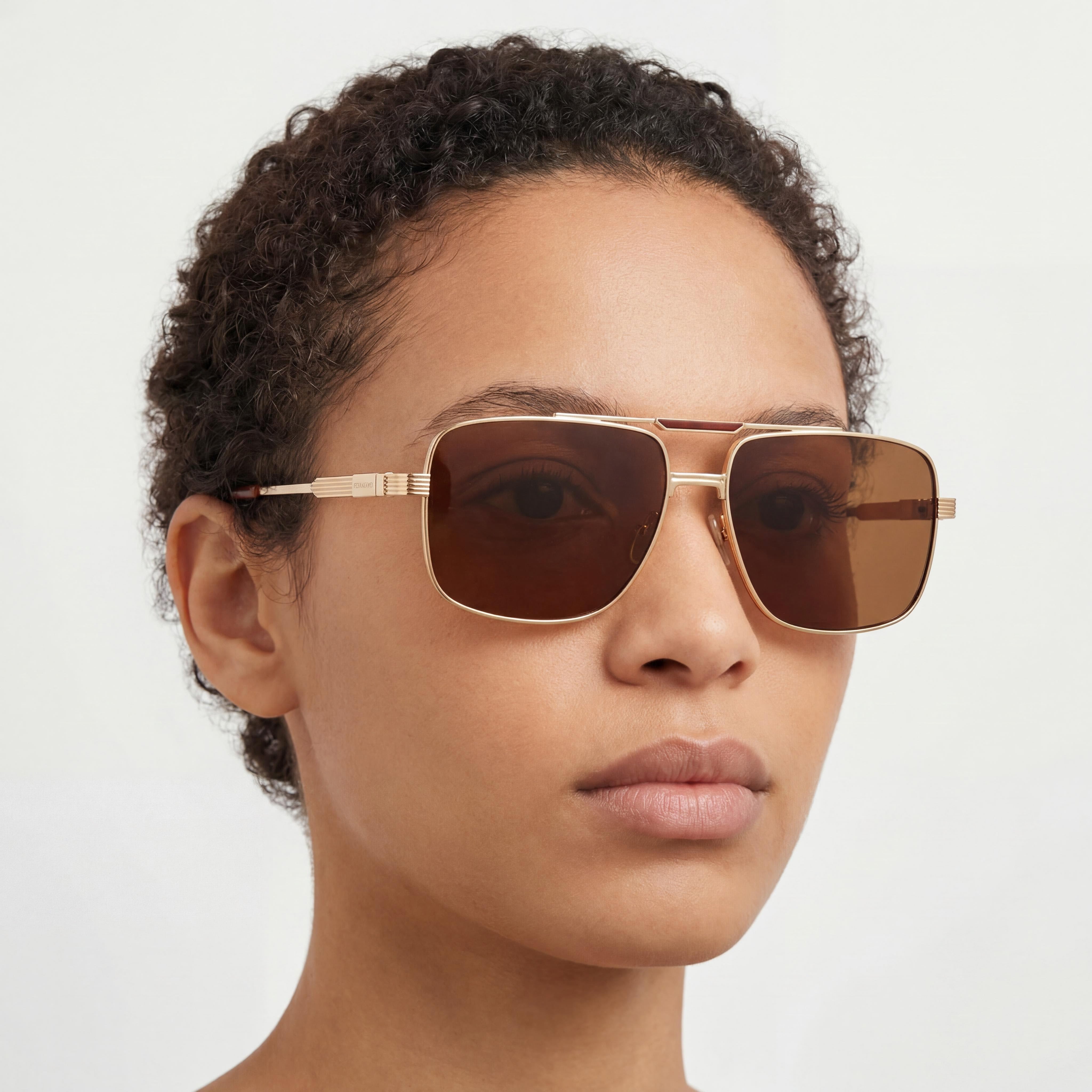 Ferragamo Sf318sp Unisex Gold Titanium Frame Eyewear with Non- Lenses, 60mm Lens Width, Photo 4