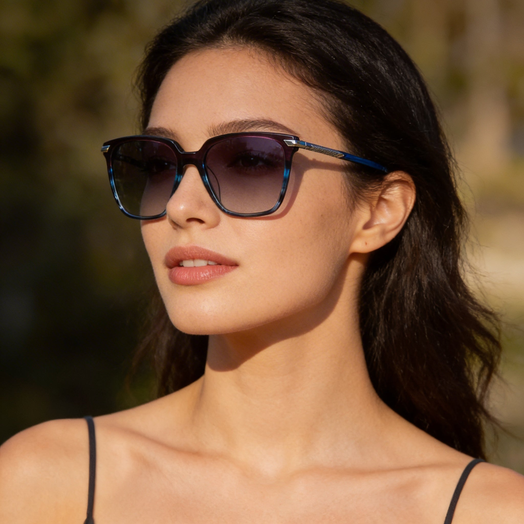 Rag & Bone Modern Women's Blueviolhorn Acetate Square Sunglasses 55mm, Photo 6